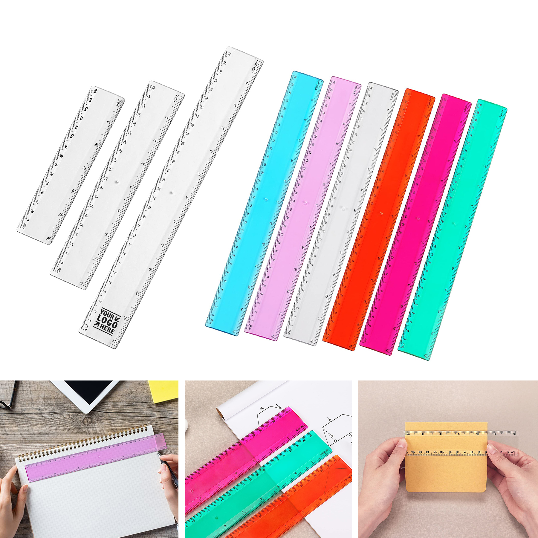 12 Inch Plastic Straight Assorted Measuring Tool Color Ruler 2