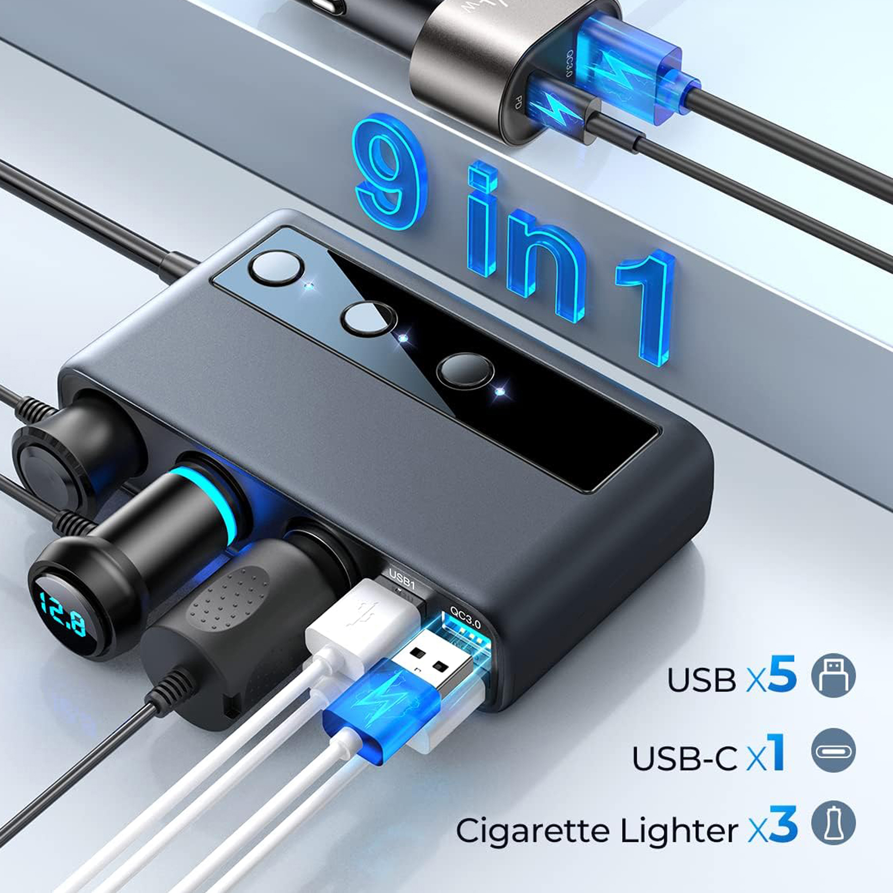 9-Port Car Charger Adapter 2
