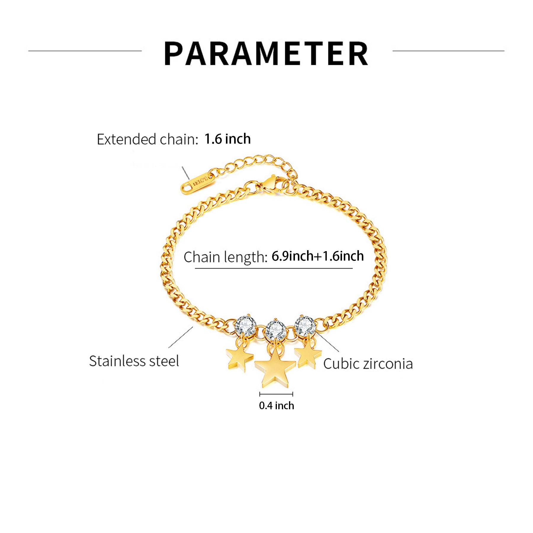 Five pointed star titanium steel bracelet 3