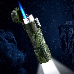 Alloy 4 In 1 Lighter With Flashlight Dual Electric Arc Jet Fire 18