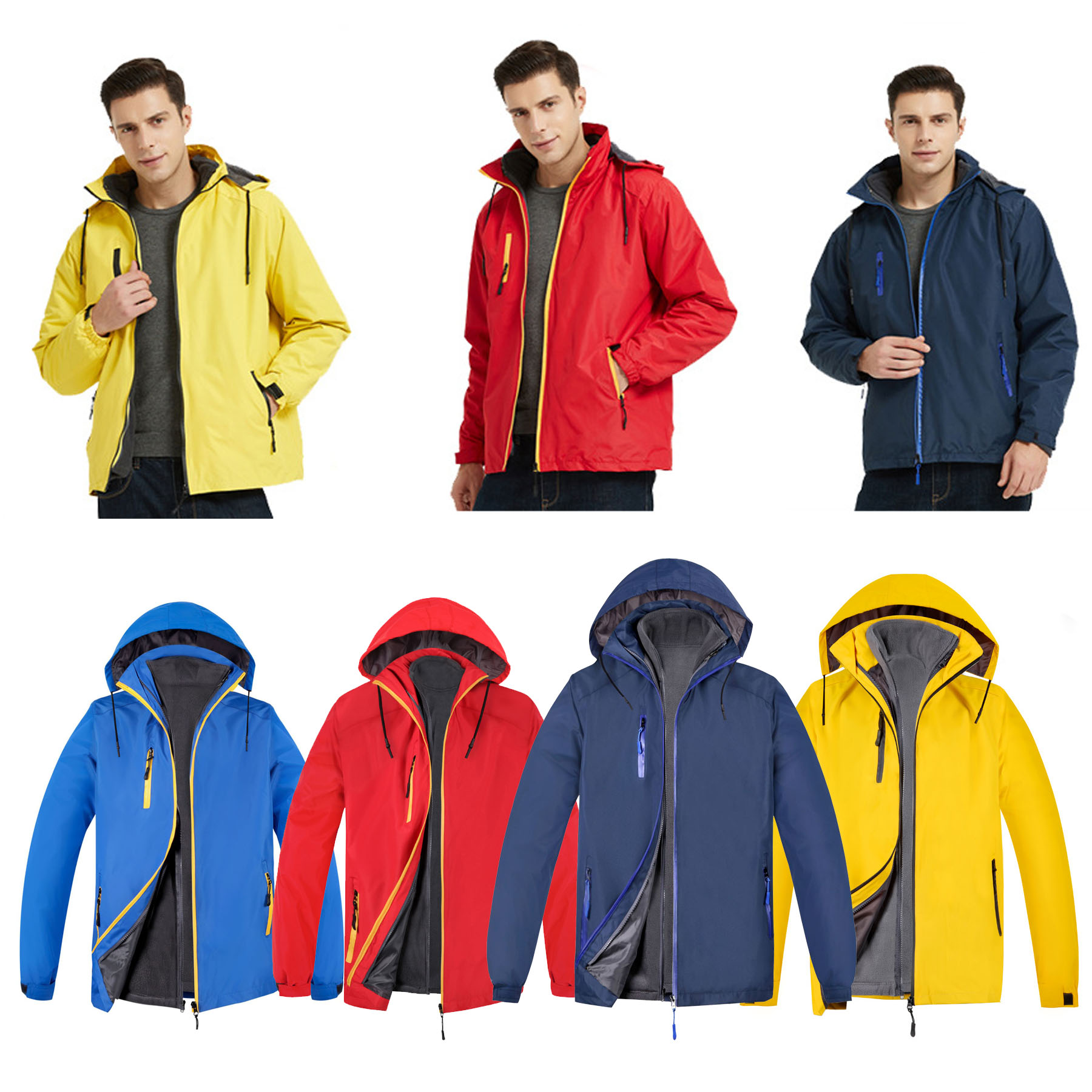 Outdoor Hooded Waterproof Mountain Rain Mens Winter Jacket, custom jacket with logo imprint 2