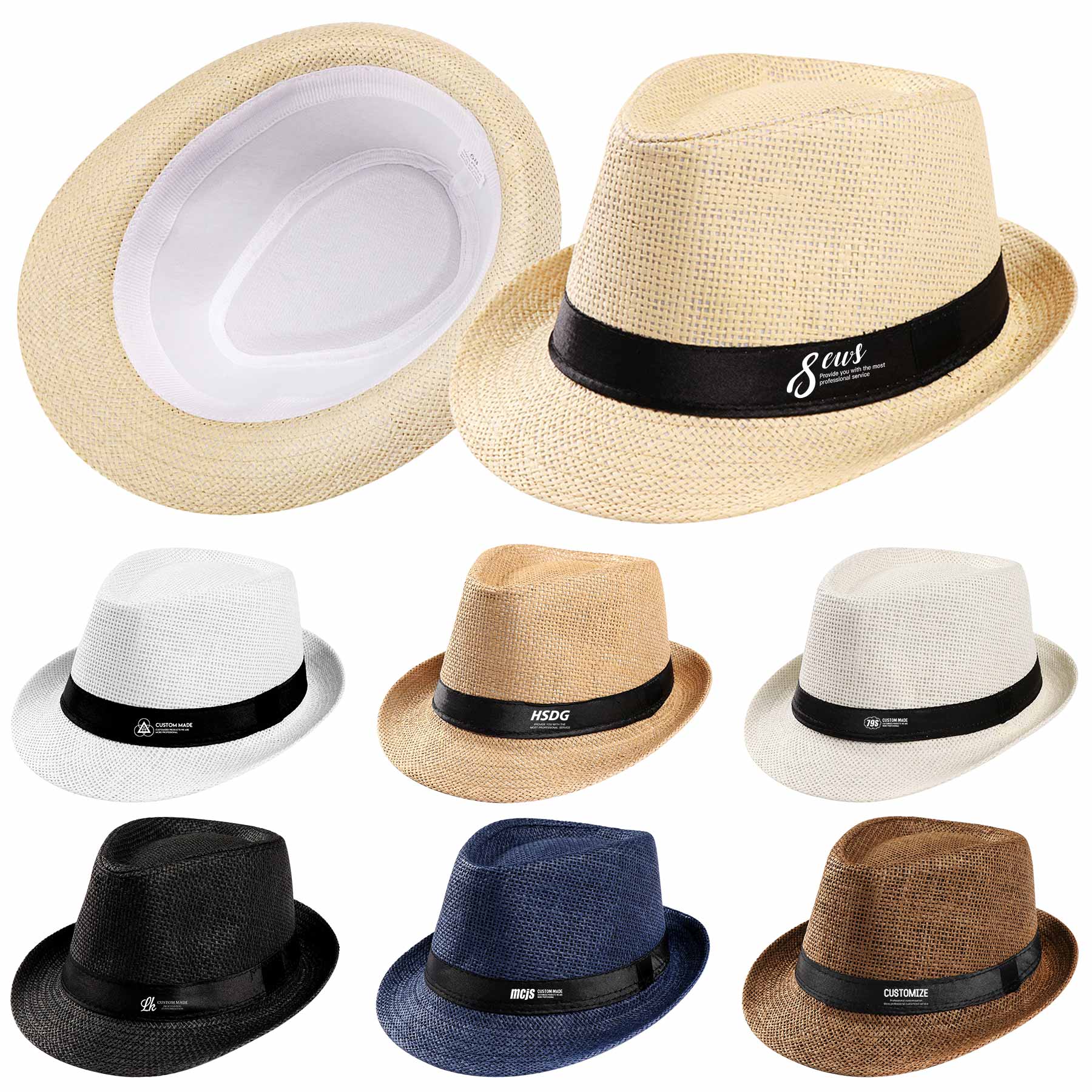 Beach wide brimmed Panama straw roll hat 1