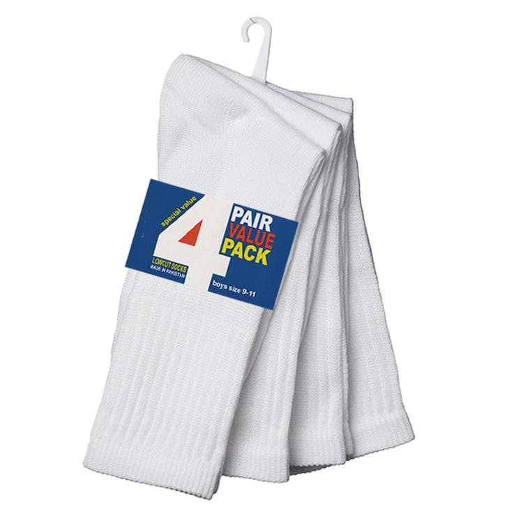 Boy's Crew Socks - 4 Pack White Size 6-8 2