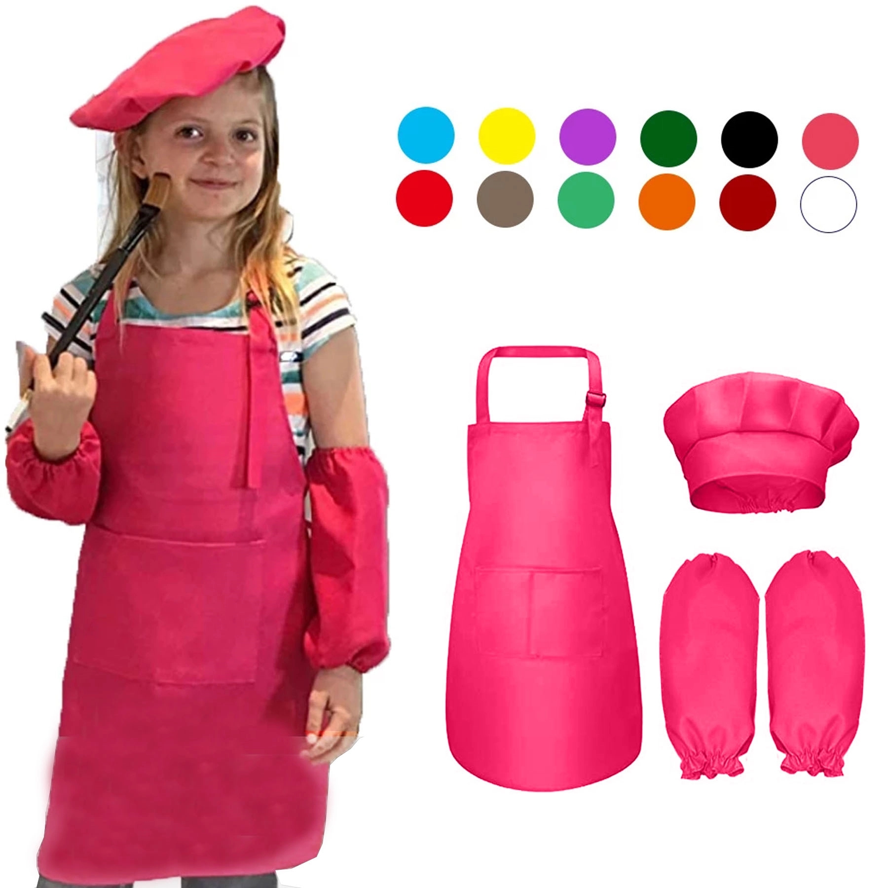 Adjustable Children Chef Hat Set 2