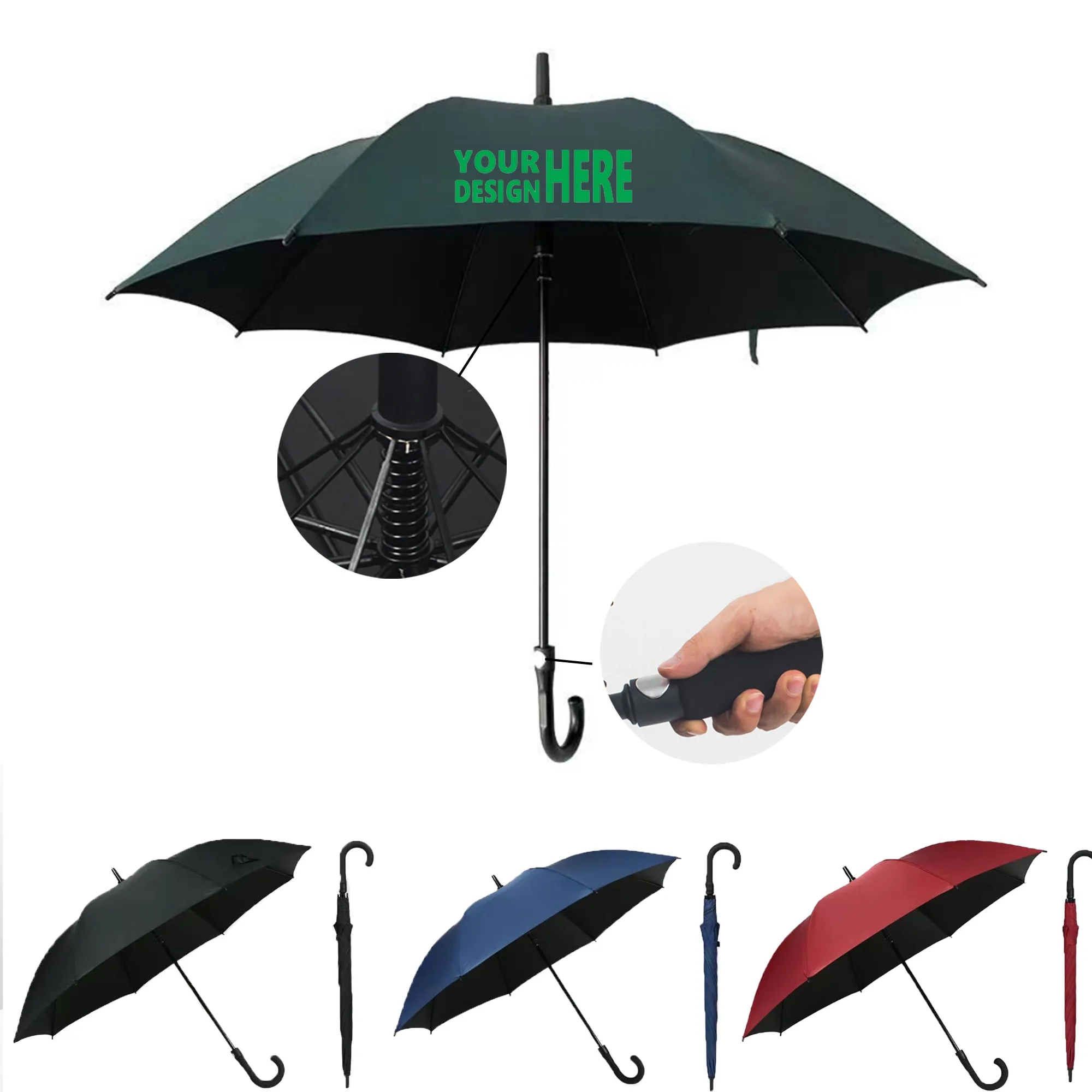 All-Fiber Golf Umbrella With Curved Handle