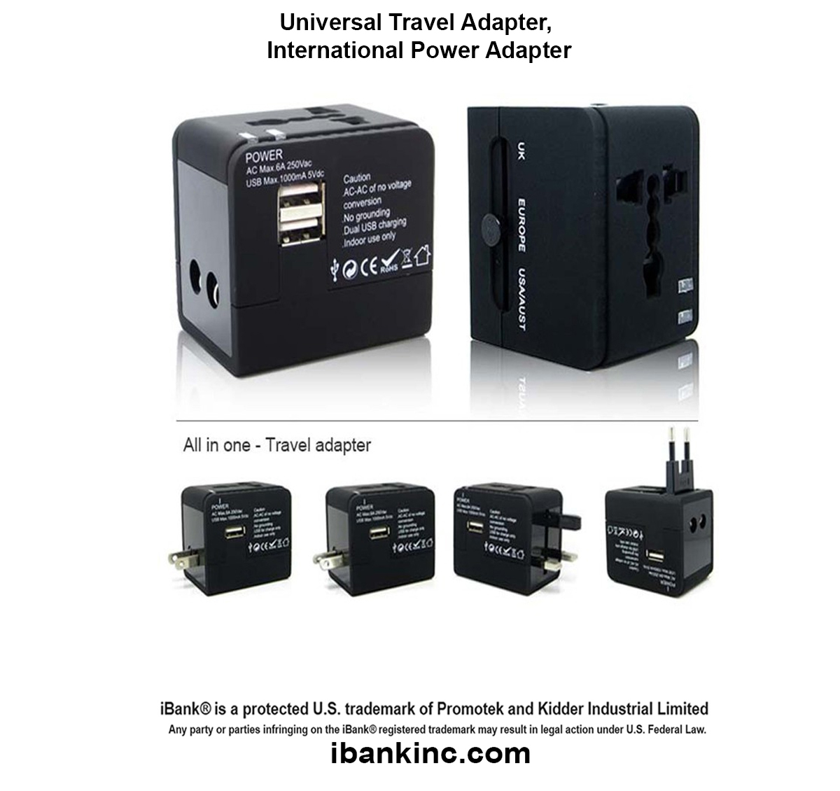 iBank ® Universal Travel Adapter, International Power Adapter 1