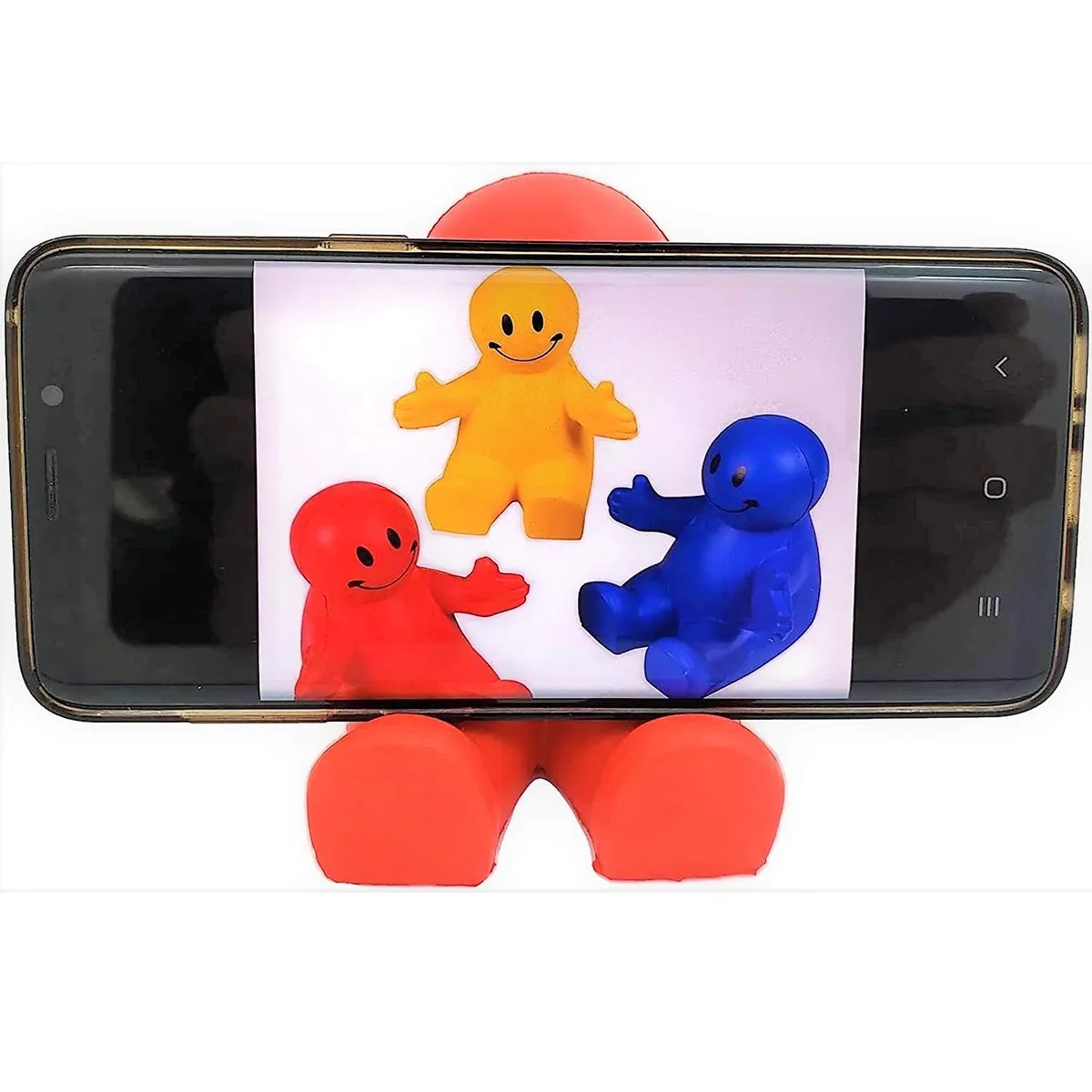 Squeezable Stress Reliever Colorful Smiley Face Phone Holder 2