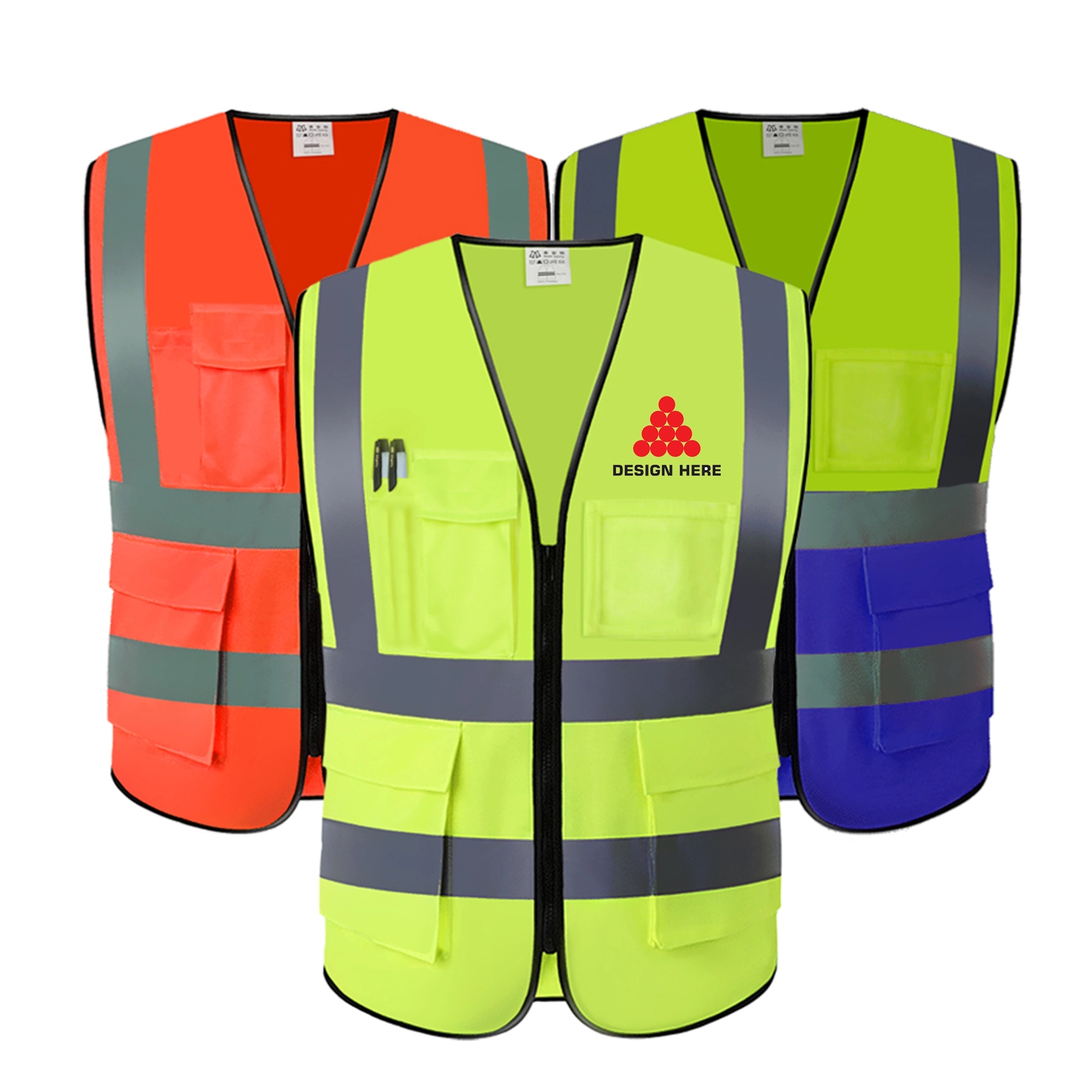 Reflective Safety Vests with Pockets and Zipper 3