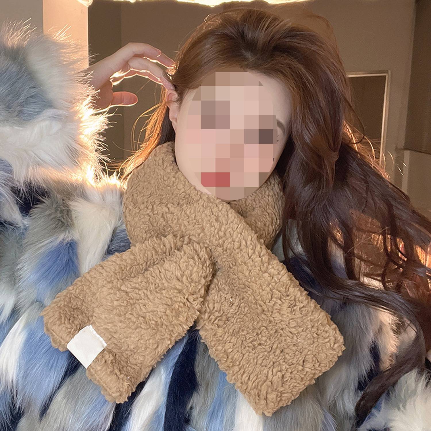 Winter Soft Lamb Wool Neck Warmer Scarf 8