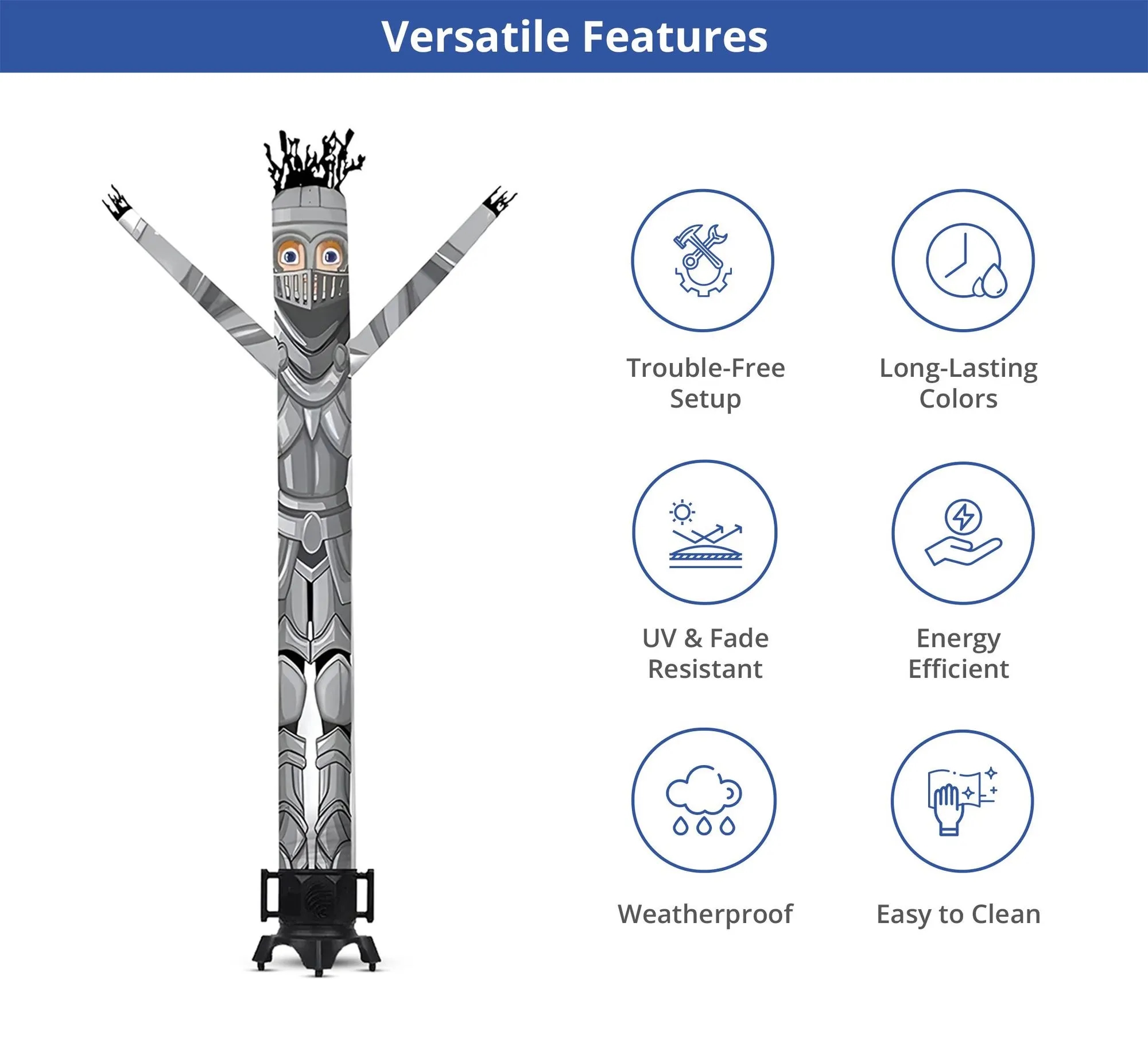 Knight Inflatable Tube Man Mascot with Blower 4