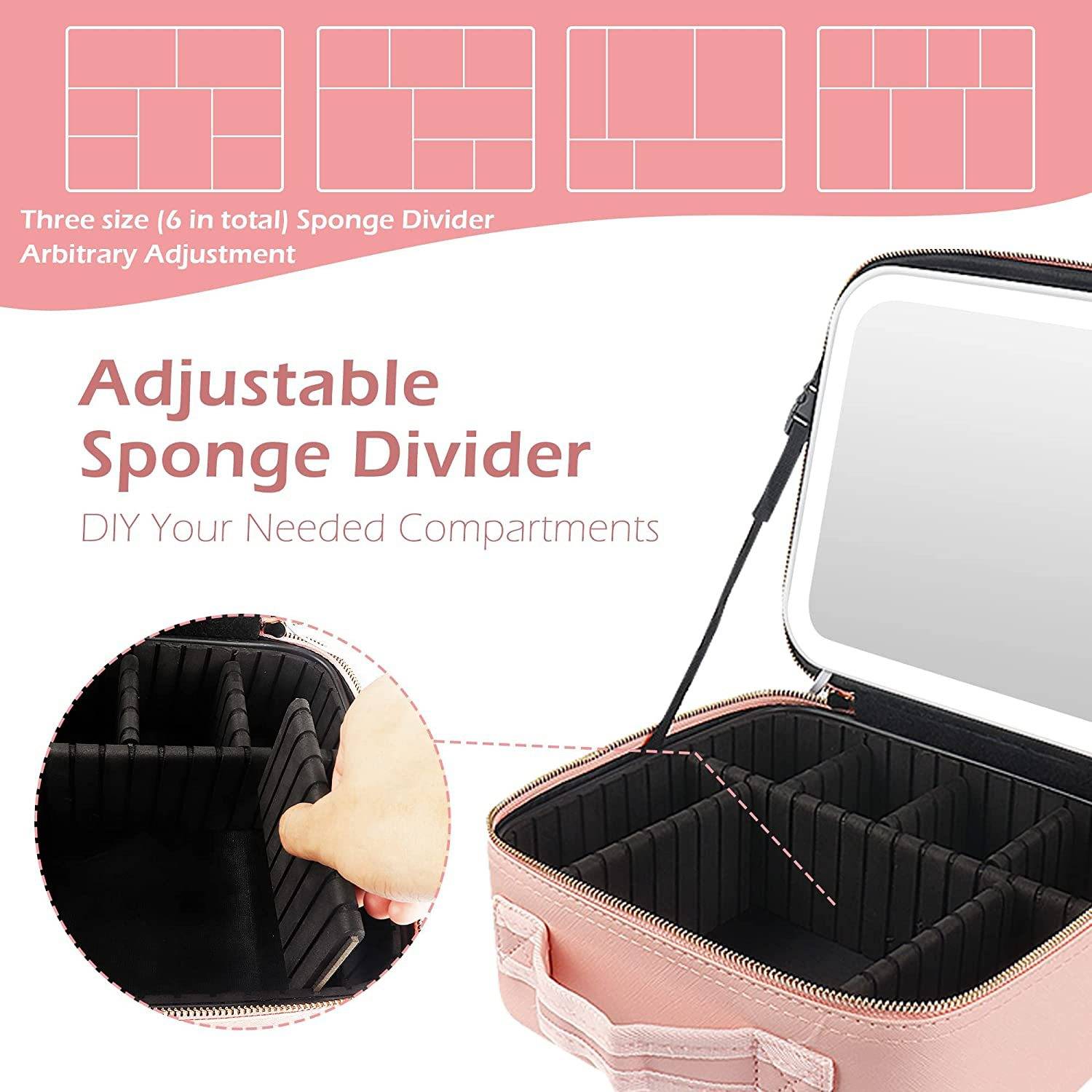 PU Travel Cosmetic Bag with Brush Storage & Mirror 4
