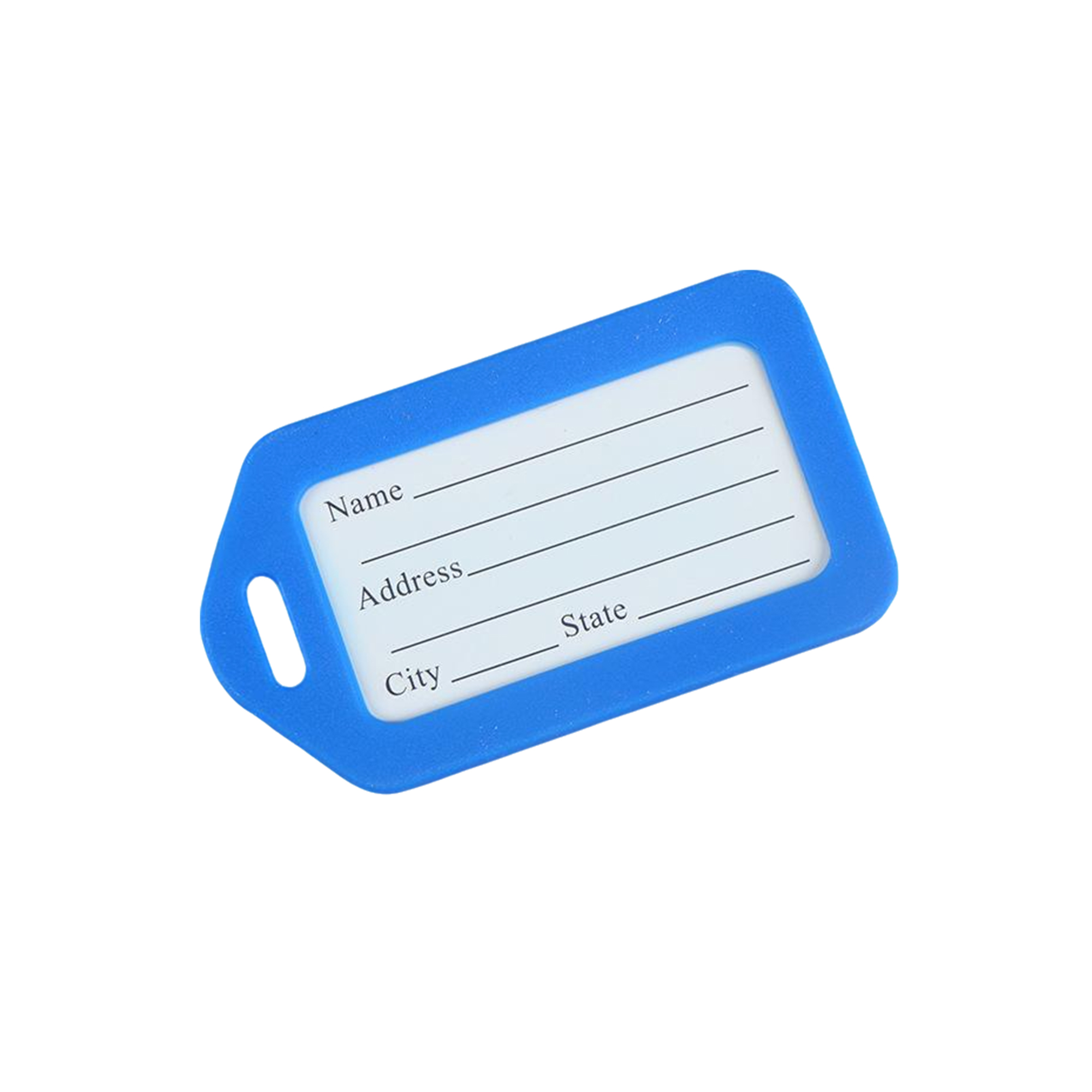 Rigid Plastic Luggage Tag With Steel Cable 3.4 x 2 6