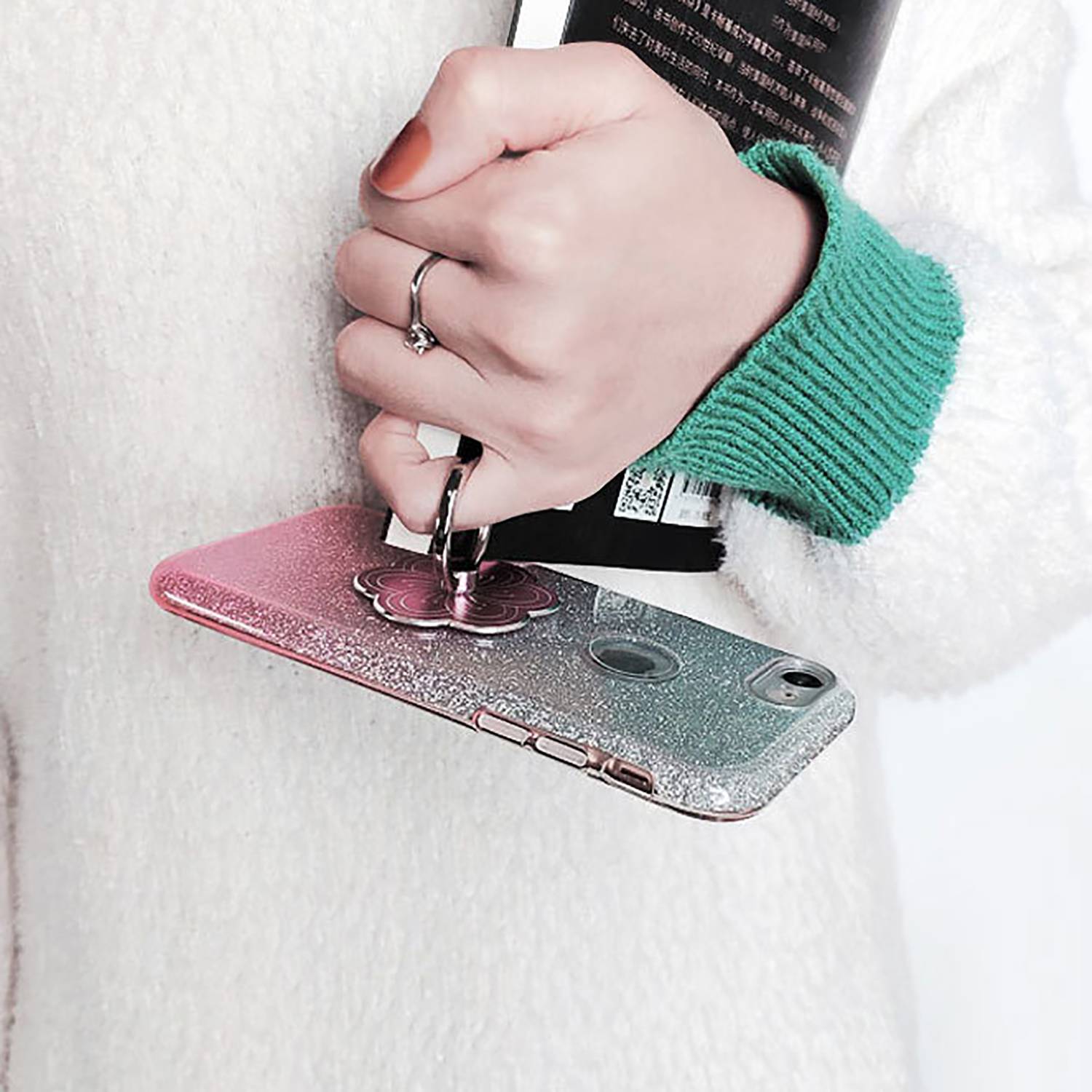 Metal 4-Leaf Clover 360 Degree Rotating Phone Ring Stand 12