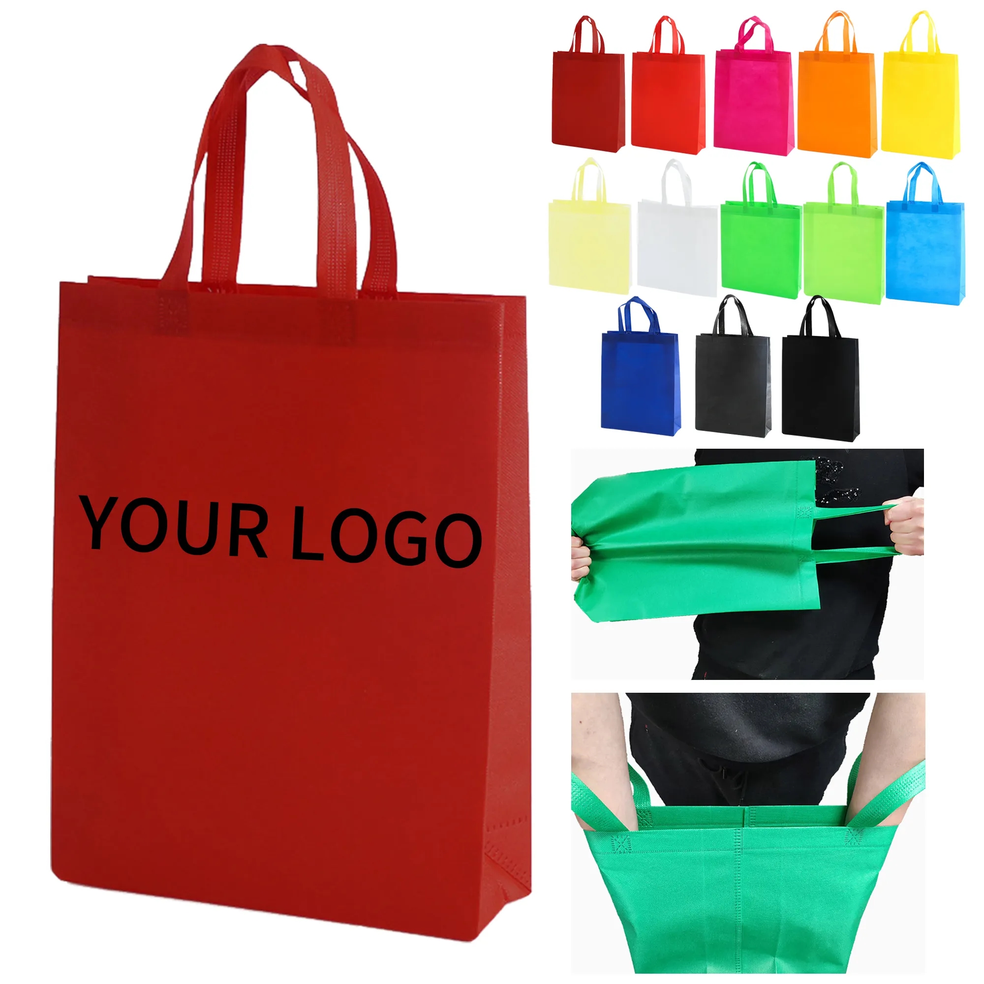 Non Woven Tote Bag 11.82x14.97x3.94 Inch Reusable 10