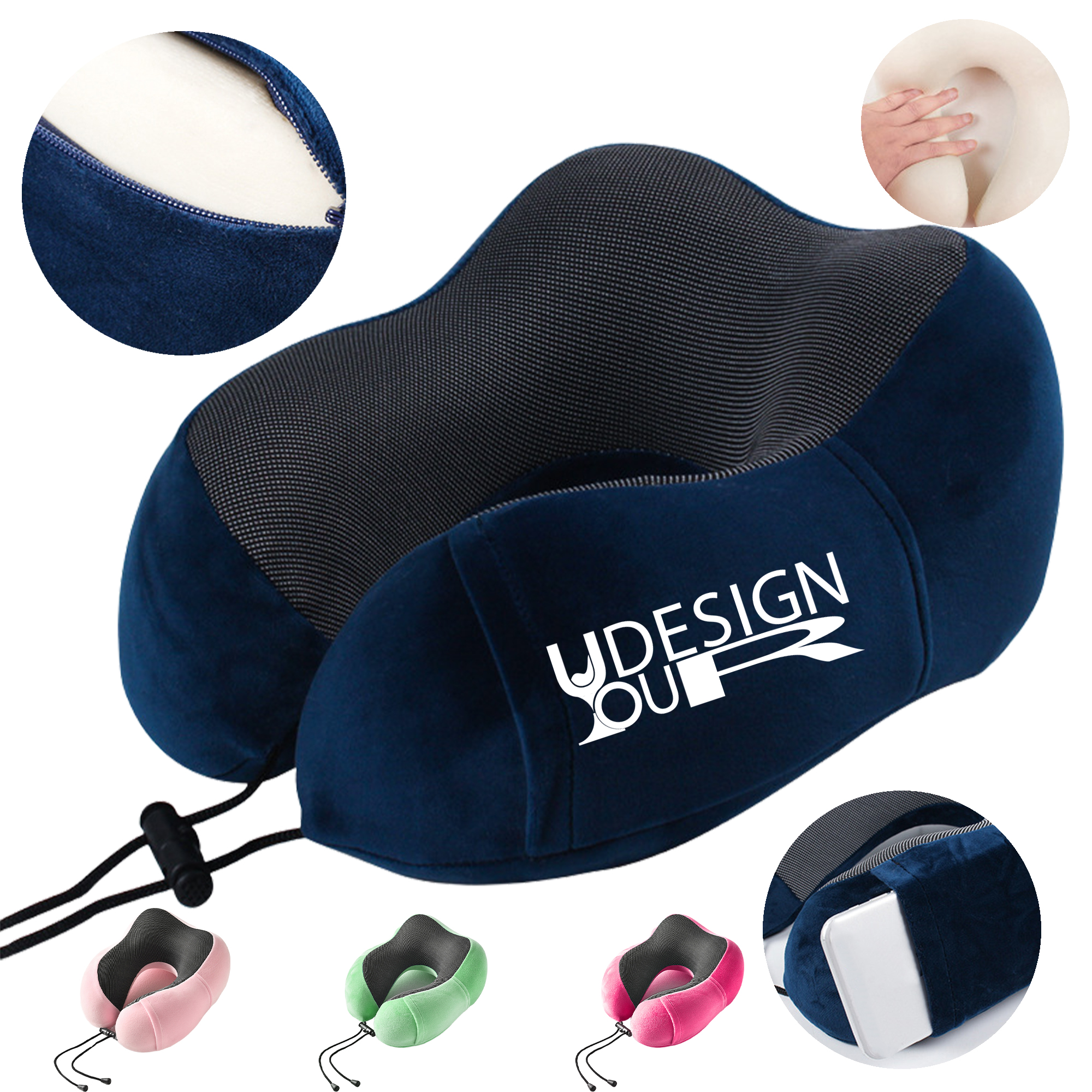 Custom Logo Memory Foam Neck Pillow with Breathable Mesh 1