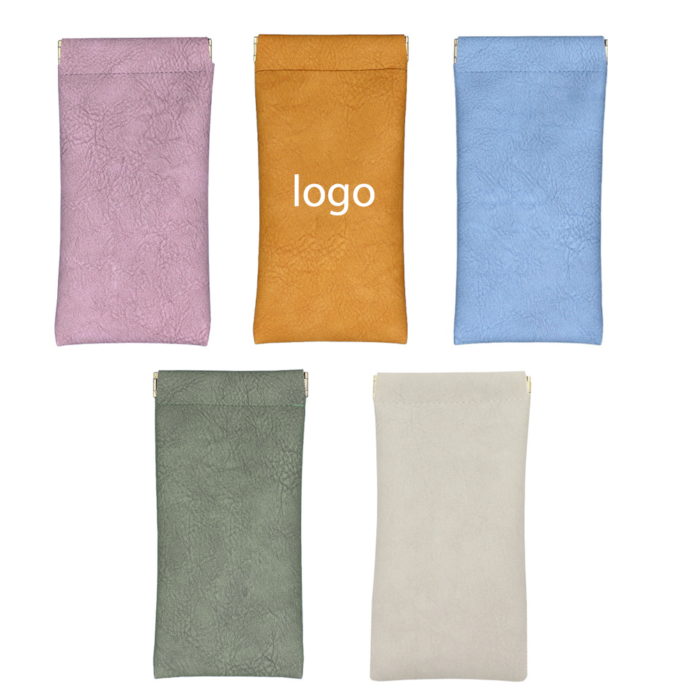 An easy-to-carry, convenient and automatically closing pure-color minimalist leather eyeglass case 5