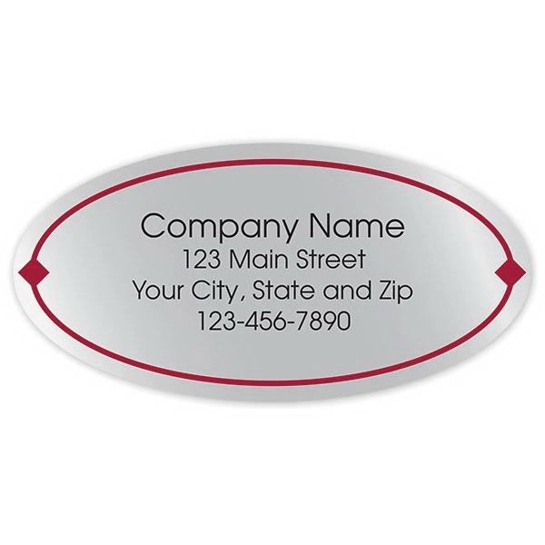 Oval Label on Silver Poly with Red Border 2