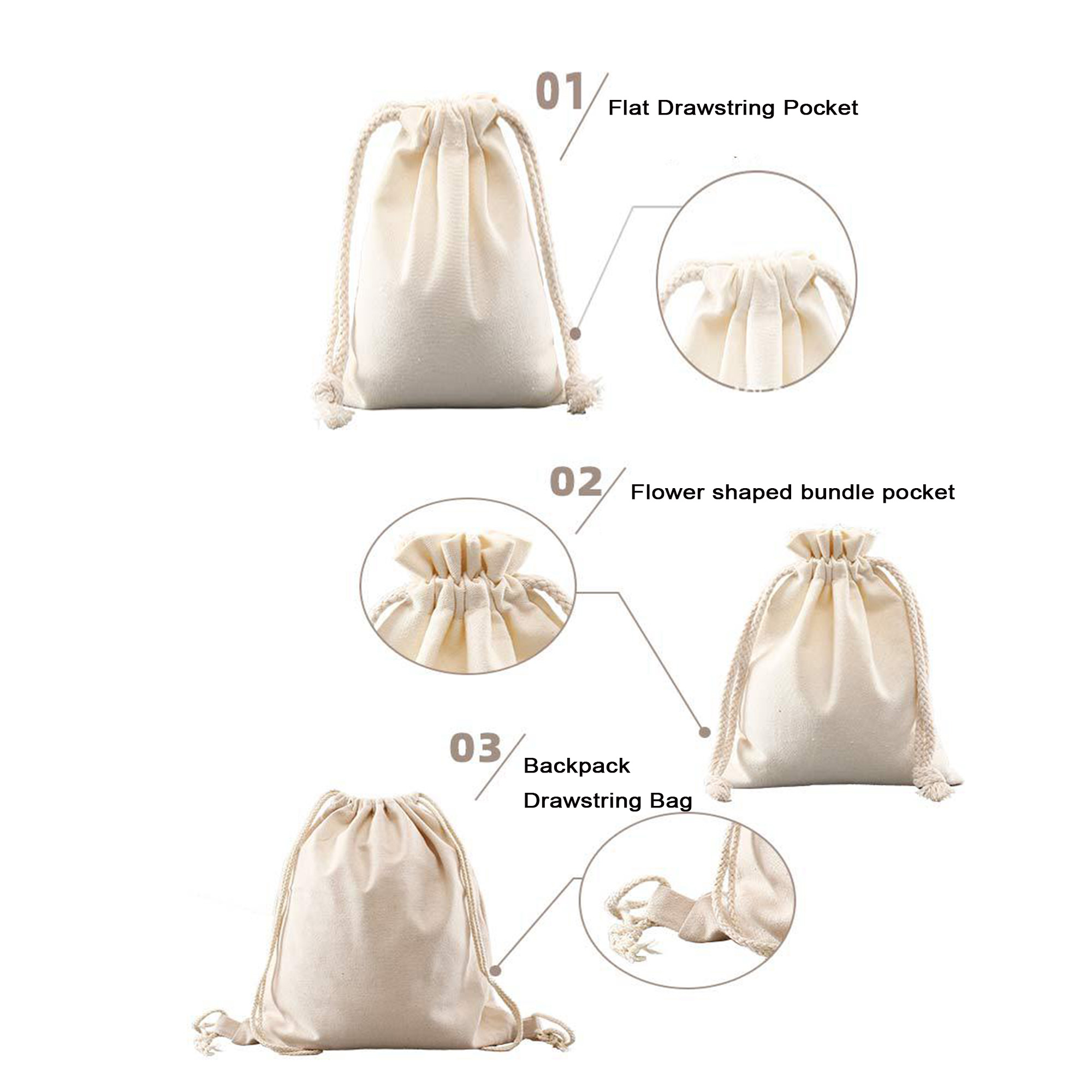 Canvas Bag With Adjustable Drawcord Storage Pouch 2