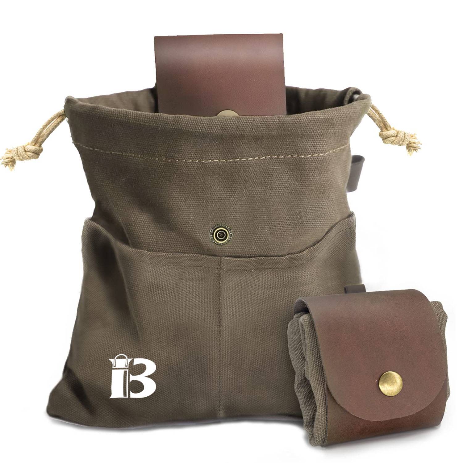 Portable Foldable Leather Canvas Foraging Pouch 11