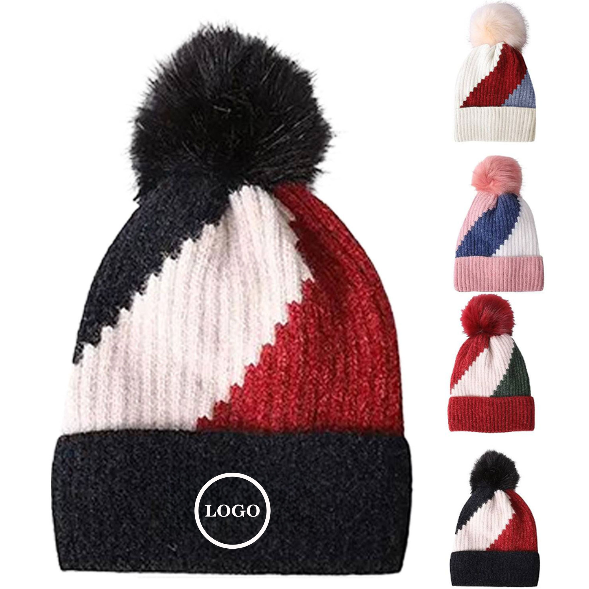 Winter Knitted Beanie with Pom-Pom 2