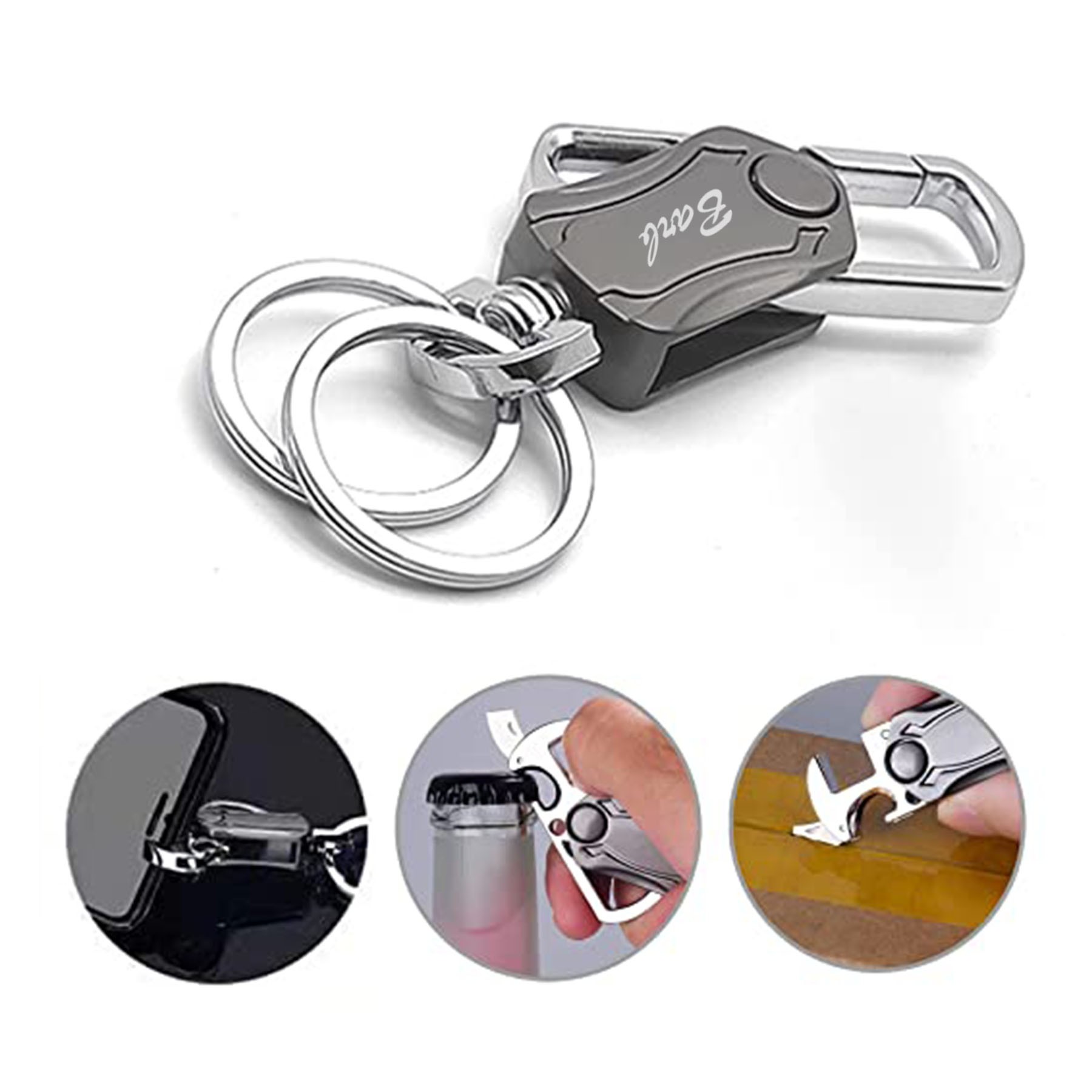 Multifunctional Finger Spinner Metal Double Ring Keychain