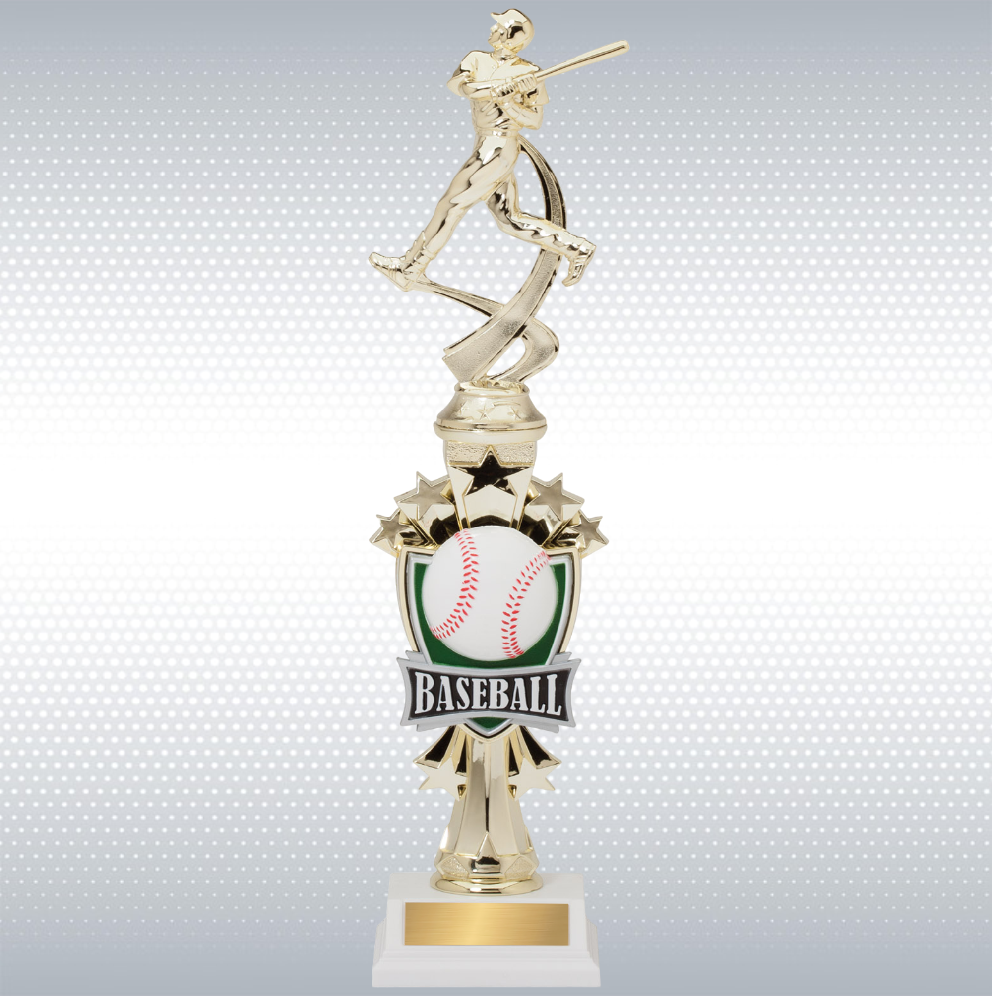 14" Assembled Male Baseball Figure Trophy w/ White Base 3
