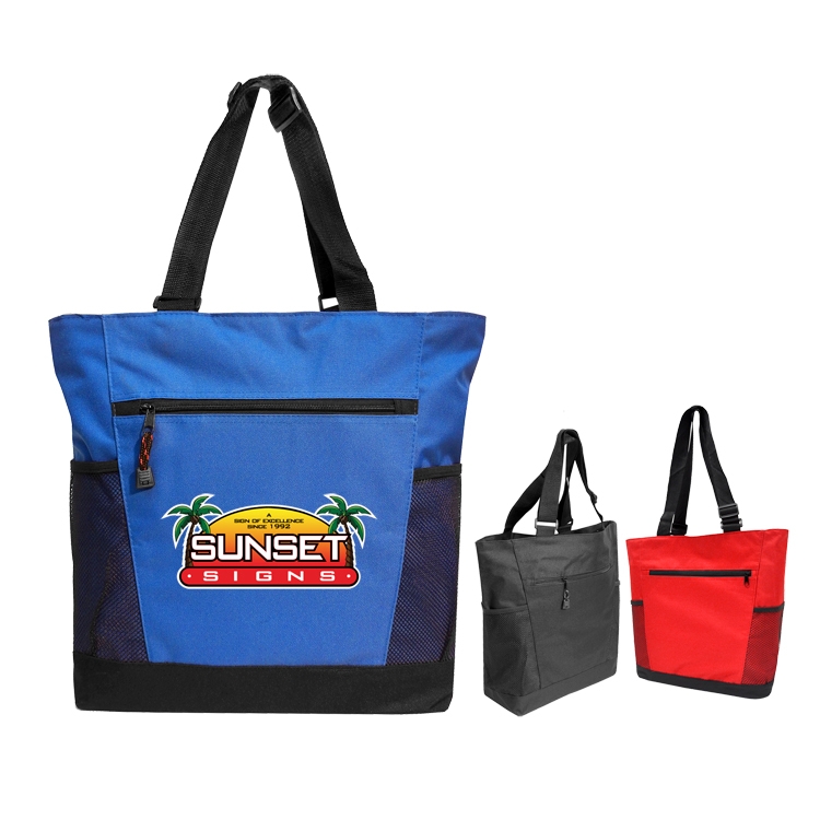 Adjustable Handle Zipper Tote, custom tote bag with logo imprint 3