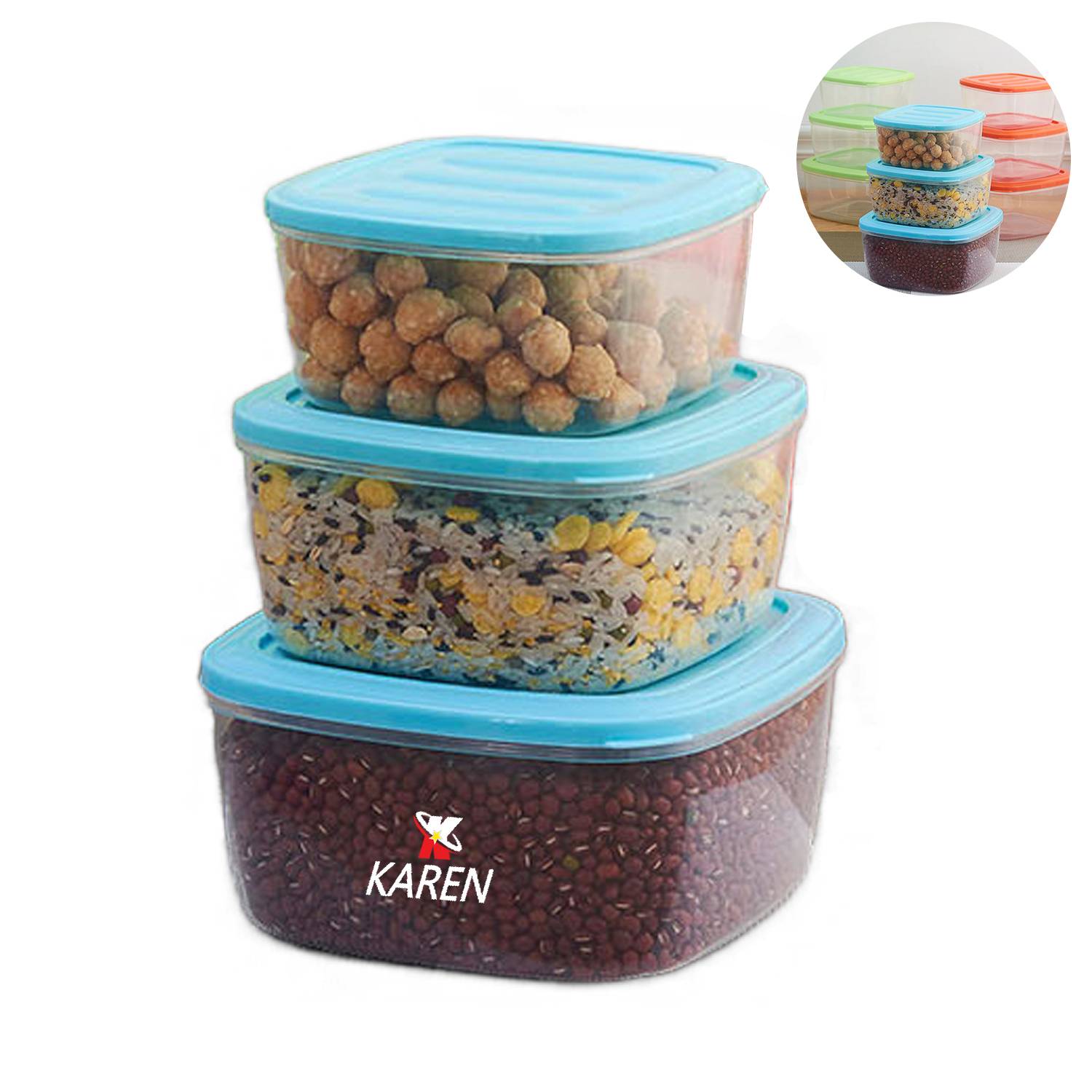 Plastic Lids Stackable Transparent Food Storage Box 3