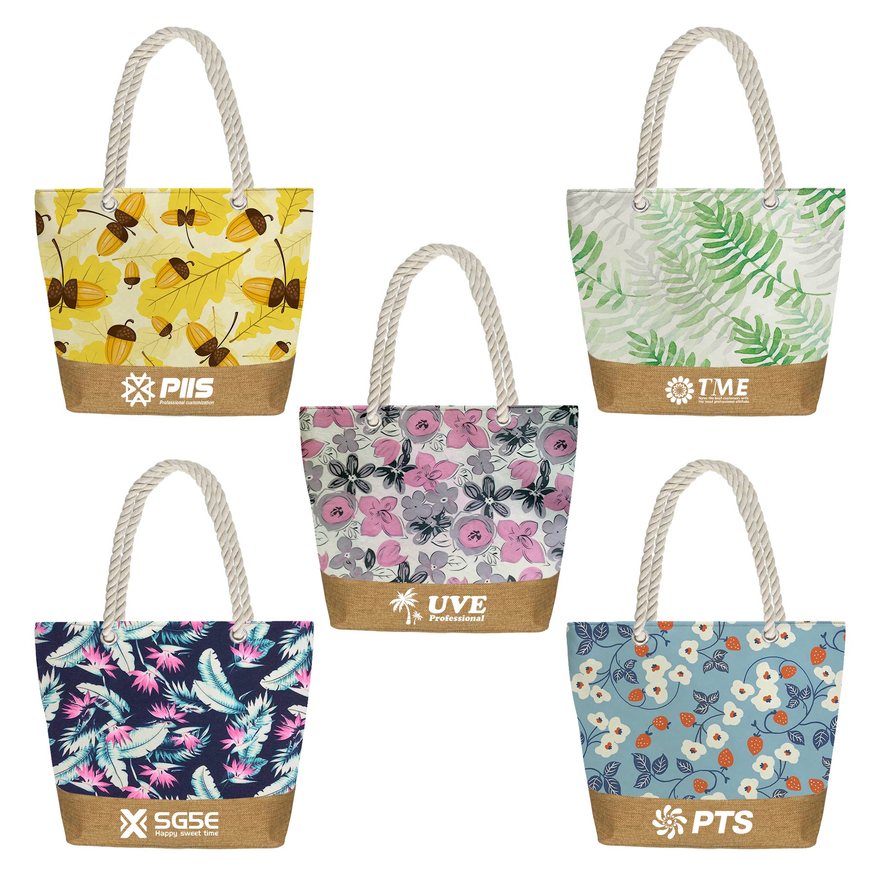 Barcelona Canvas & Jute Stitched Tote Bag 1