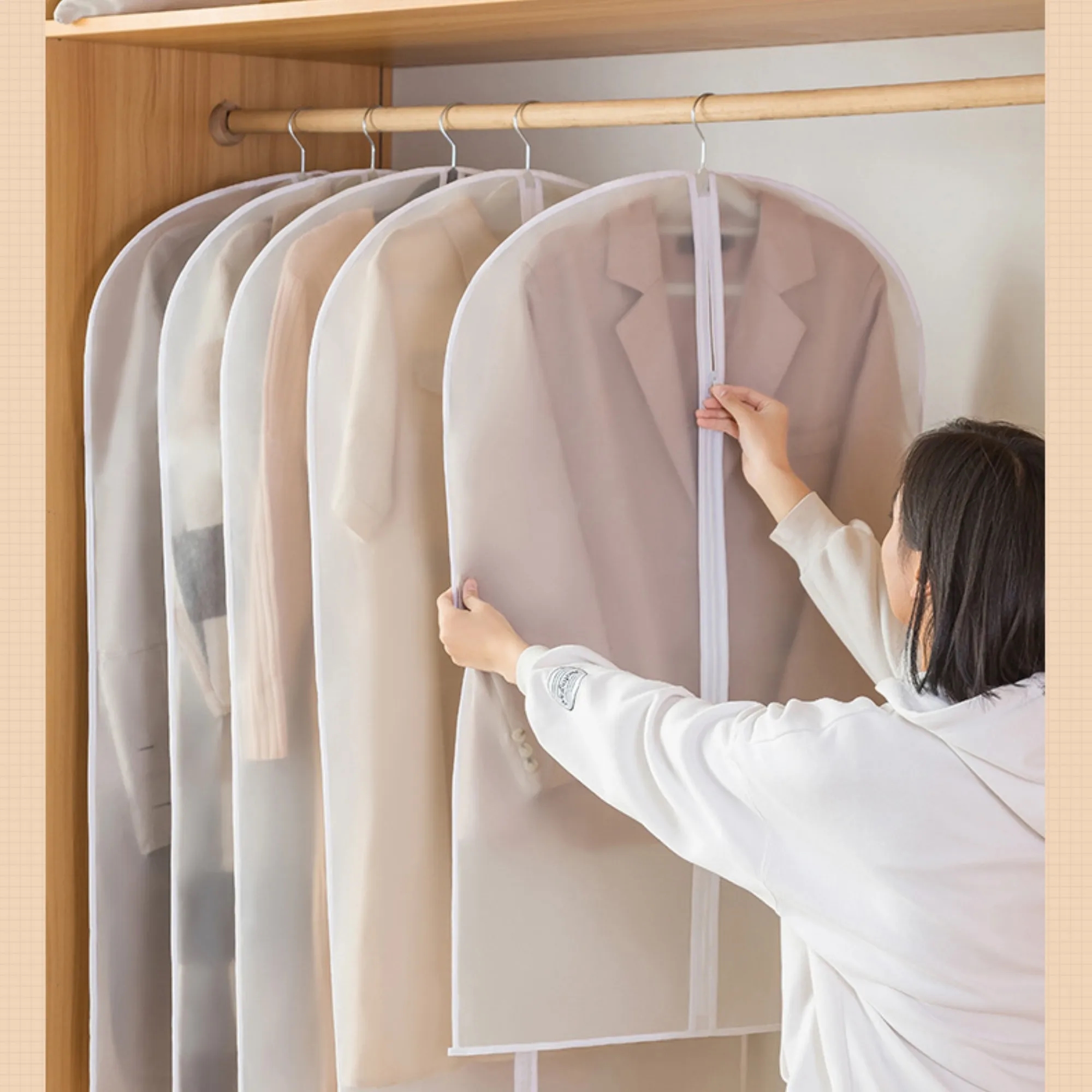 Translucent PEVA Garment Protector/Garment Bag with Zipper 4