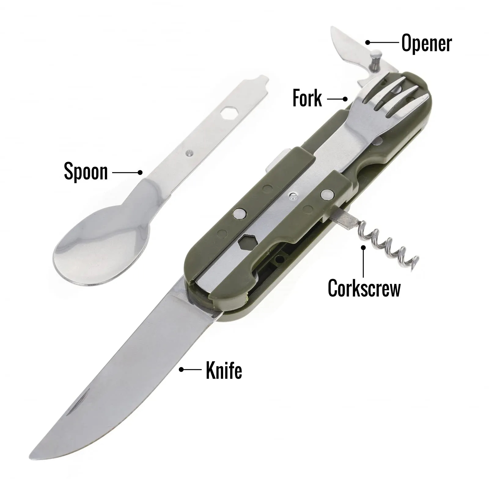 Stainless Steel Pocket Knife Fork Spoon Diner 5