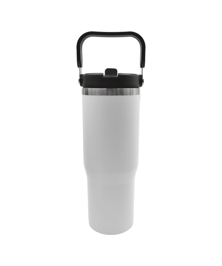 30oz. Stainless Steel Insulated Mug w/ Handle & Straw 1