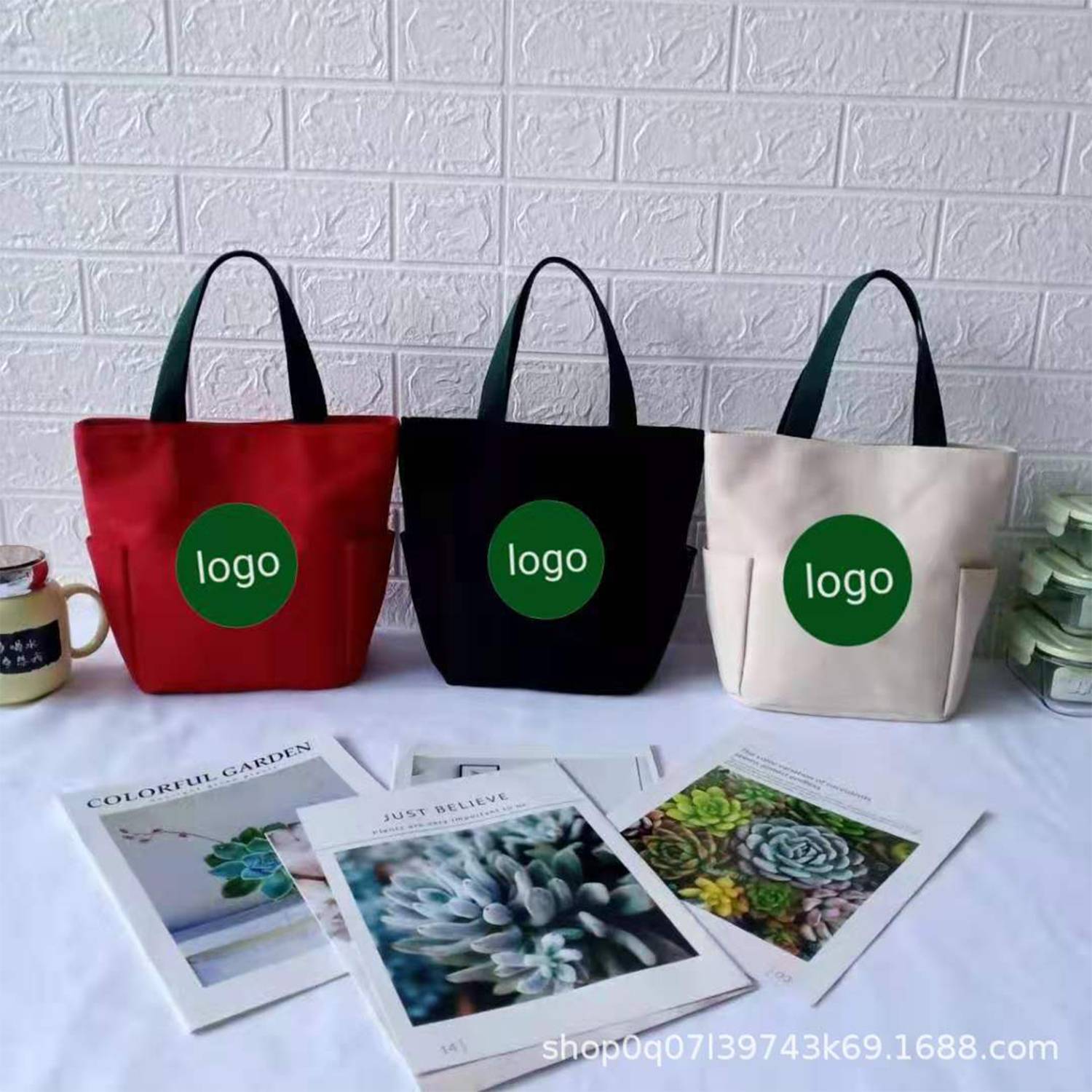 Canvas Portable Tote Bag, custom tote bag with logo imprint 6