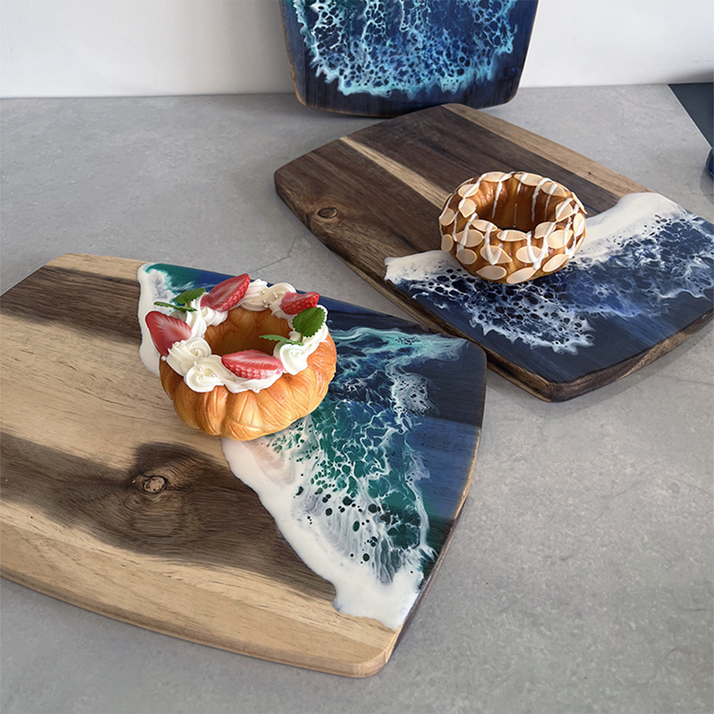 Handcrafted Acacia Cutting Board with Resin Accent 1