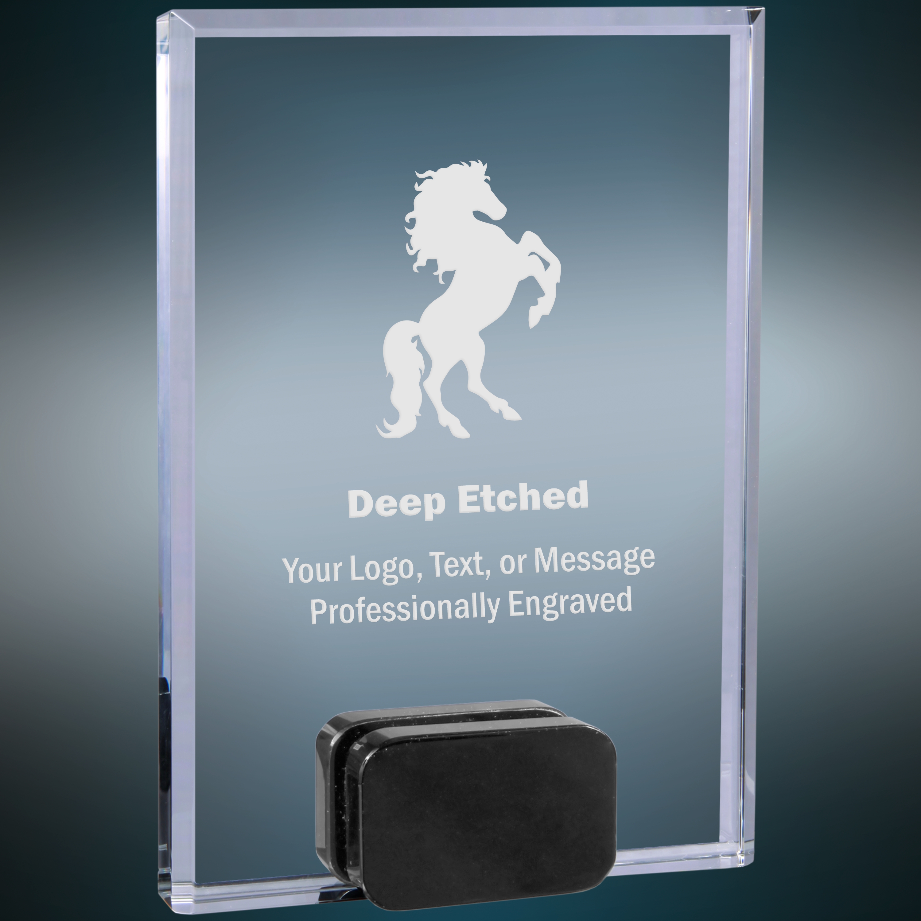 5" x 7" Crystal Rectangle Award with Black Crystal Base