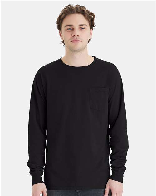 Unisex Garment-Dyed Long Sleeve T-Shirt With a Pocket - GDH250 112