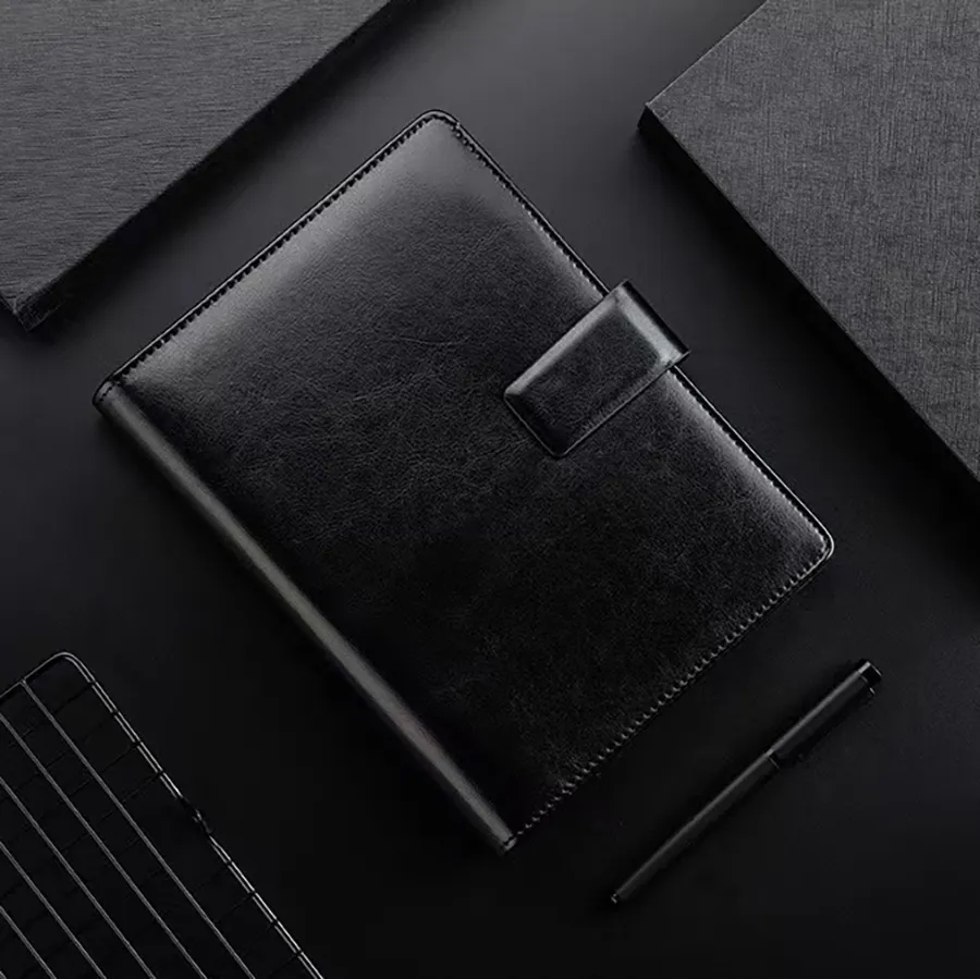 A5 Leather Padfolio Notebook with Magnetic Clip 6