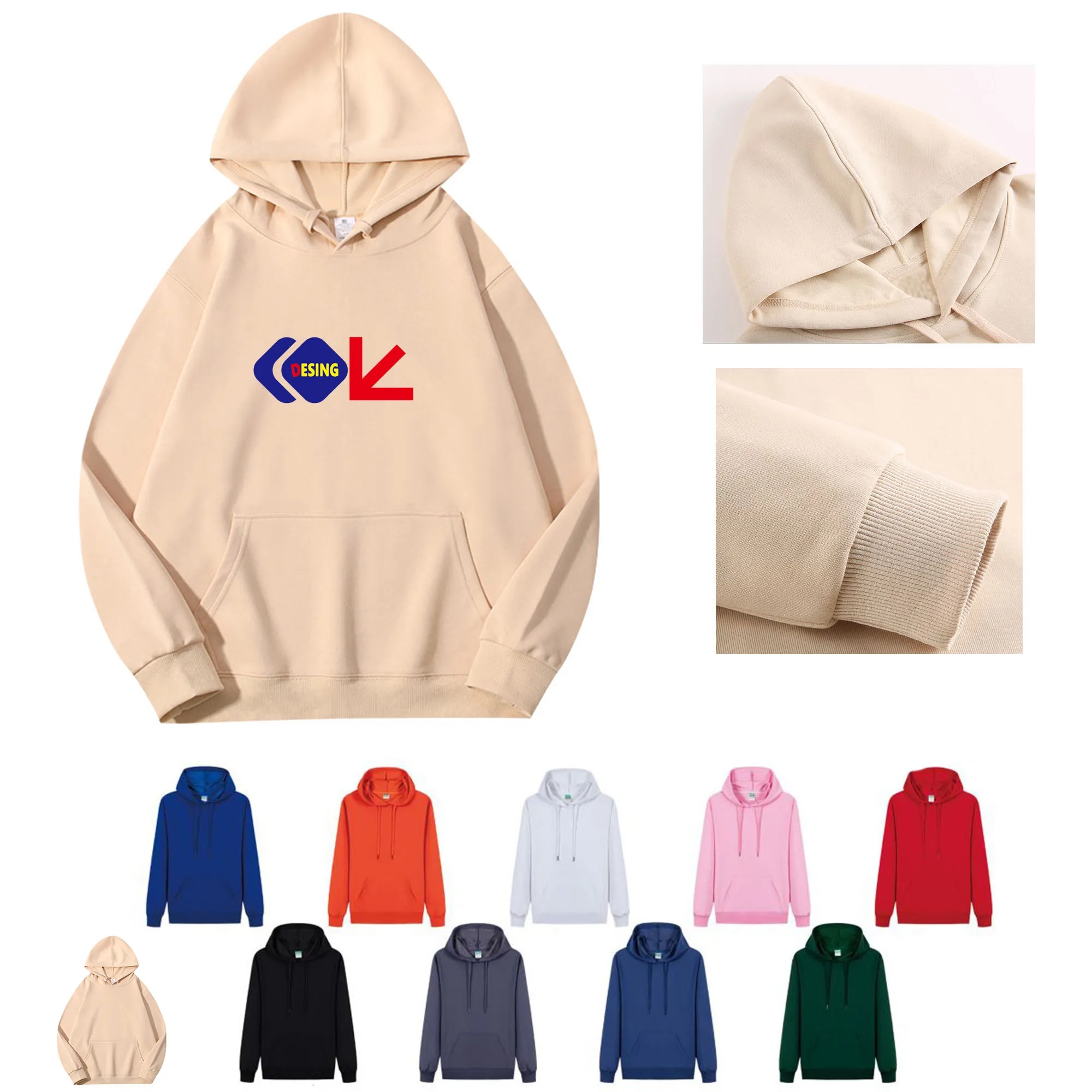 Long Sleeve Kangaroo Pocket Drop Shoulder Pullovers Top, custom hoodie or sweatshirt with logo imprint 5