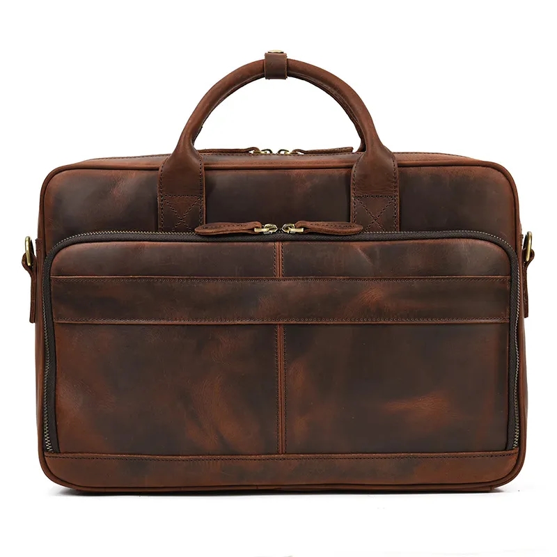 17" x 12" x 3" Cowhide Leather Briefcase 10