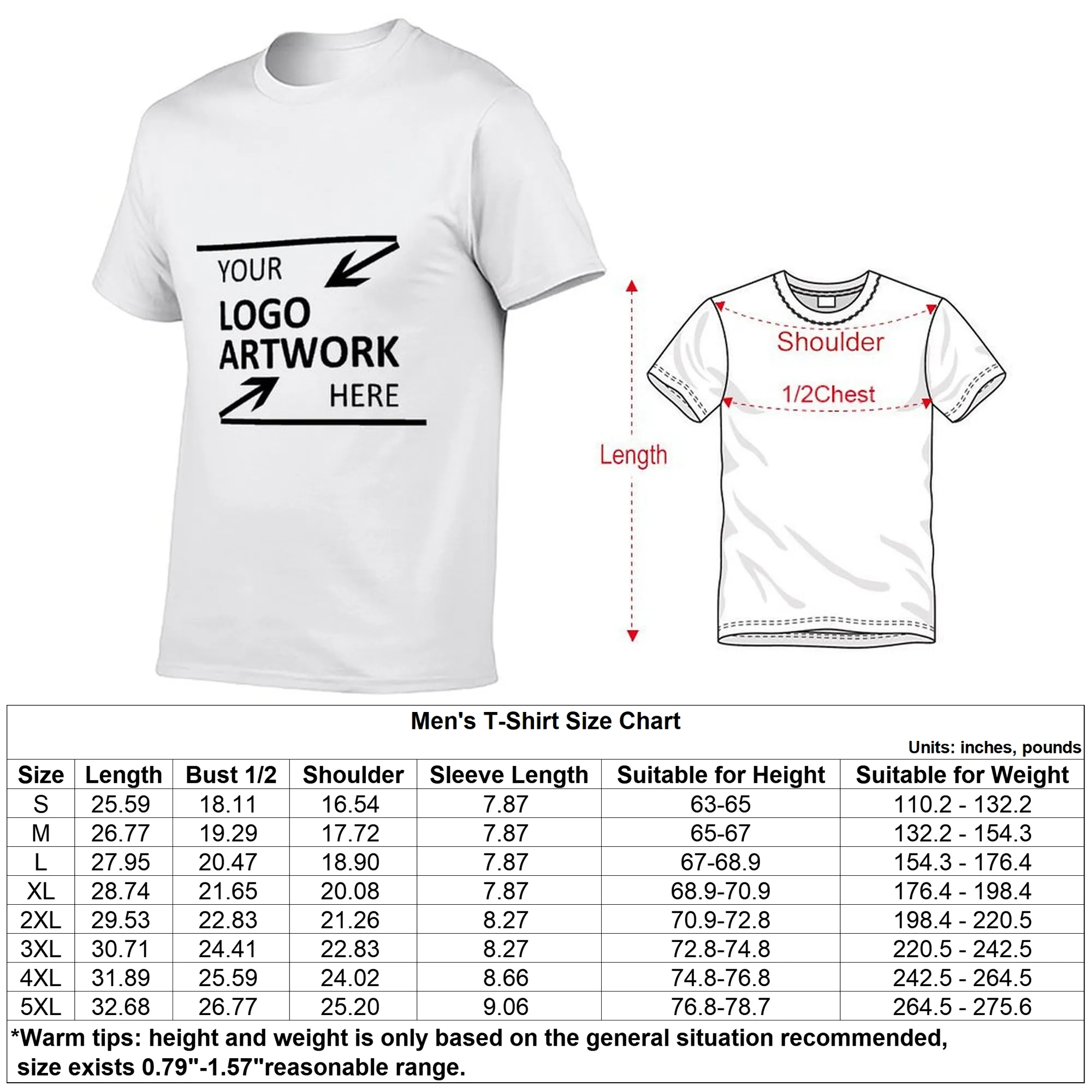 180g Plain White T Shirt Men Bulk Wholesale Blank Tees Custom 2