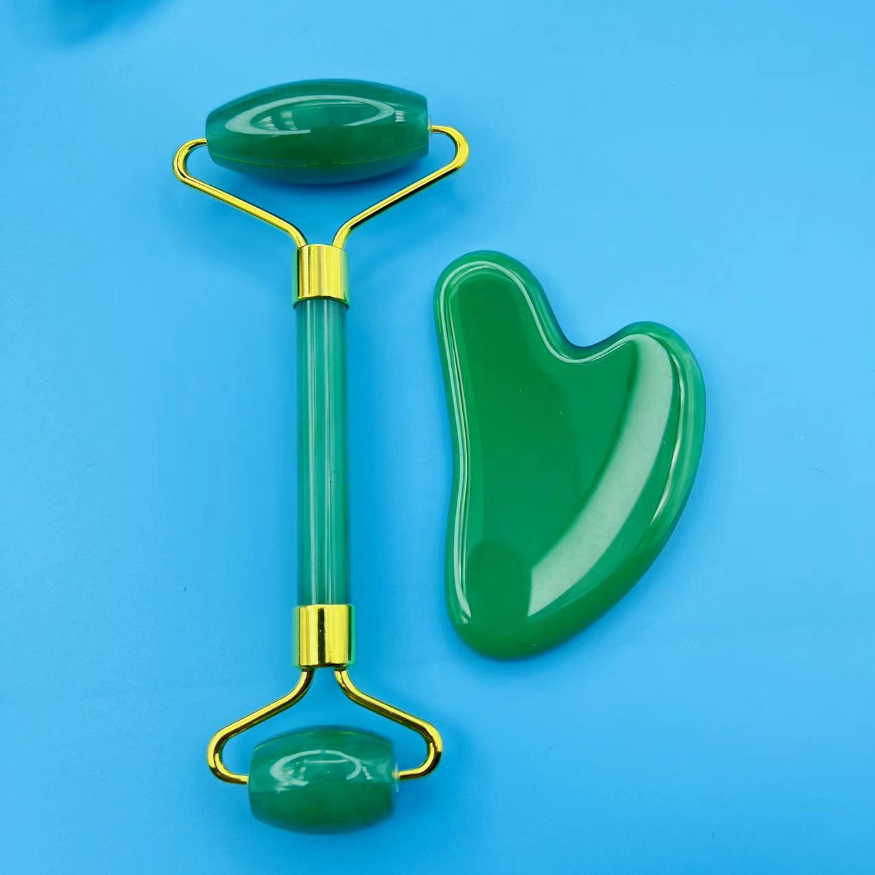 Jade Roller and Gua Sha Facial Tool Set 4