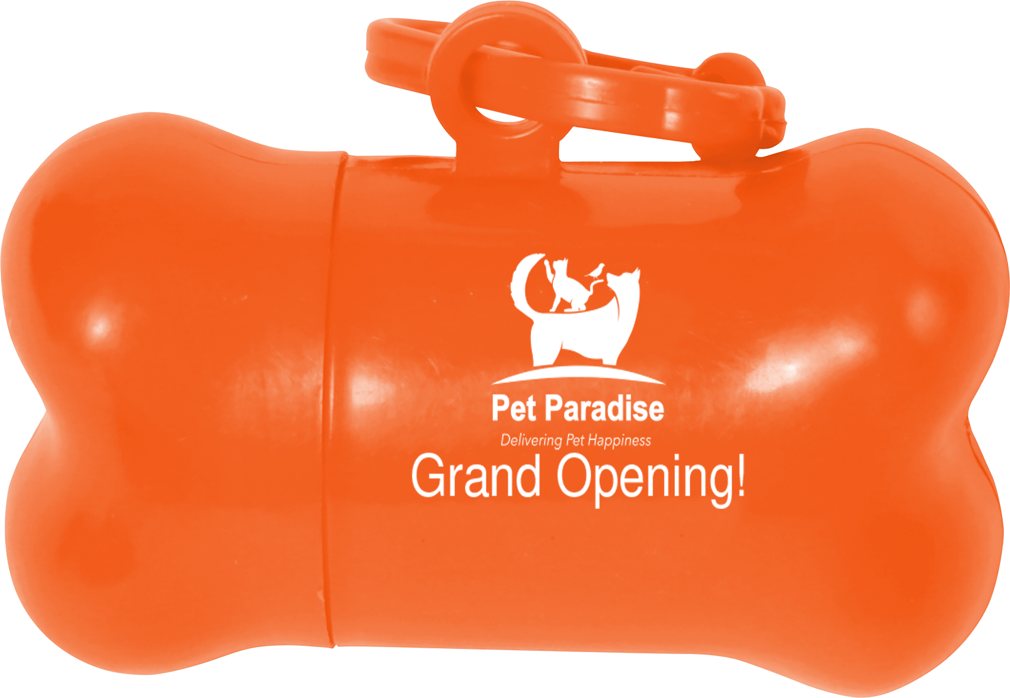 Orange Bone Shaped Pet Waste Bag Dispenser (3.125" x 1.75")