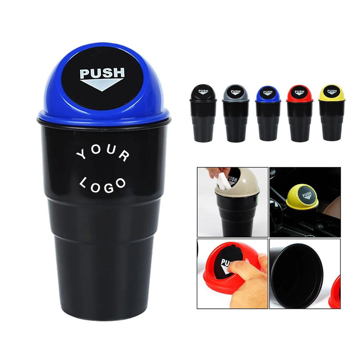 Portable Car Garbage Bin with Push Top 4