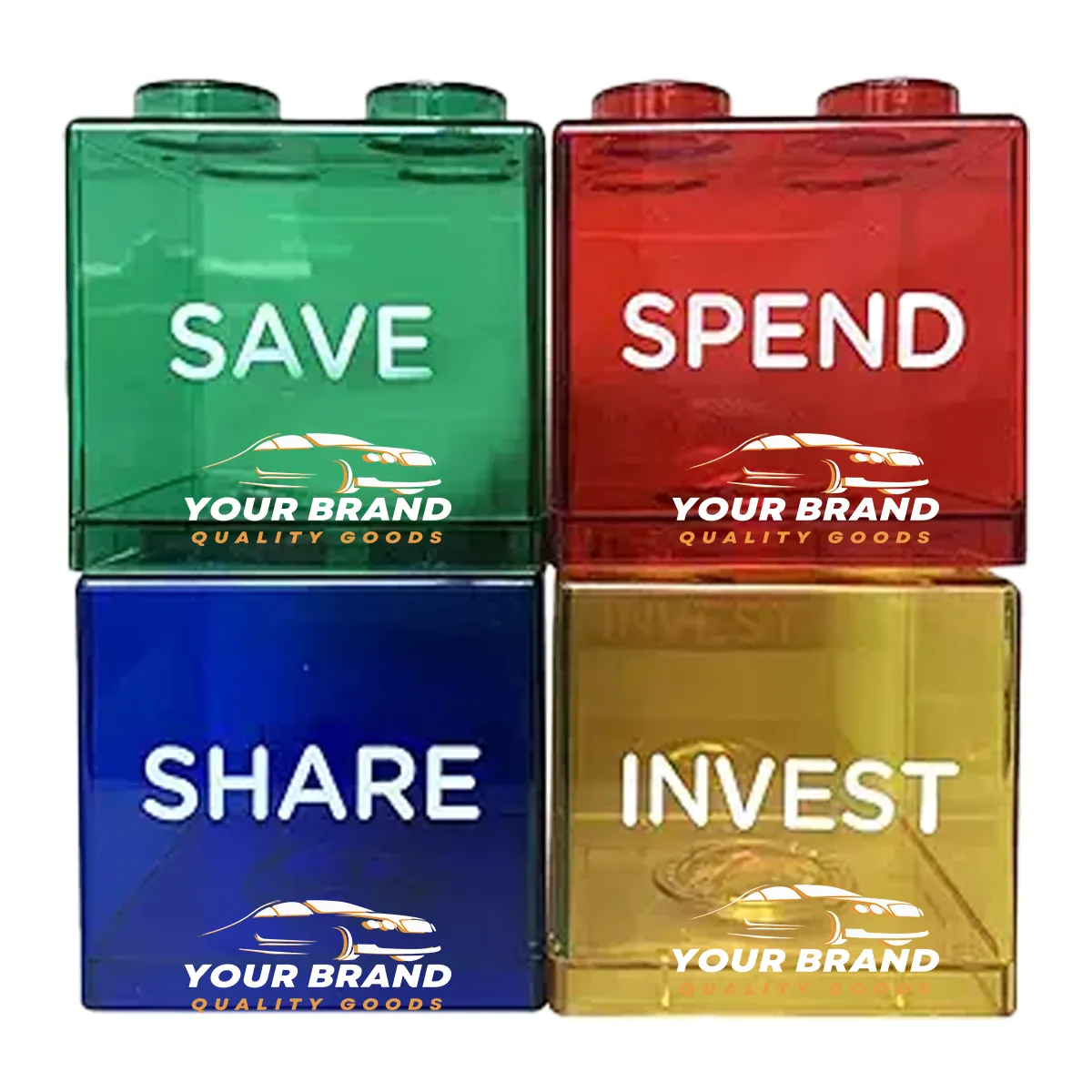 Unique Educational Durable Clear Plastic Coin Savings Jar 2