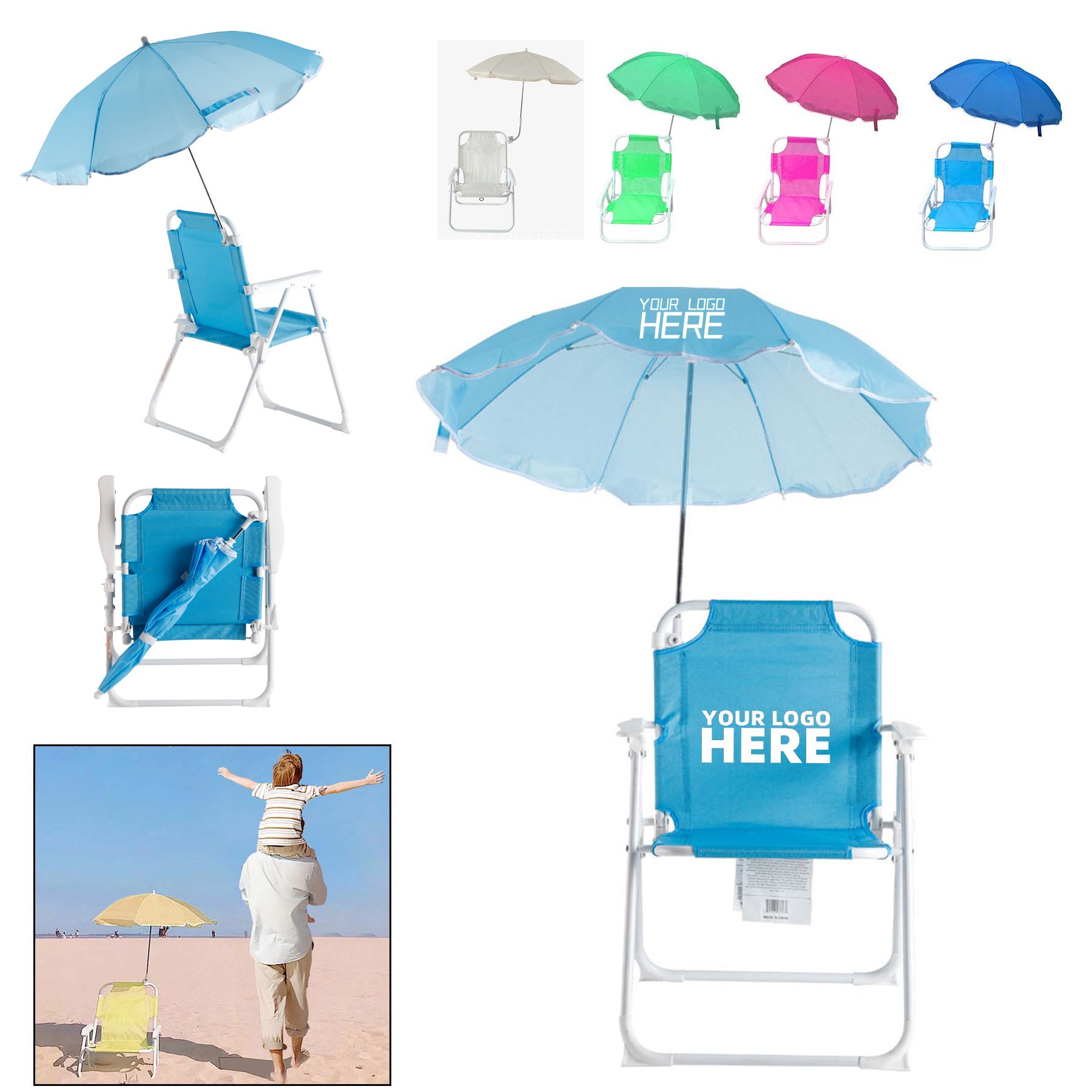 Kids Outdoor Beach Chair With Umbrella Baby Shark