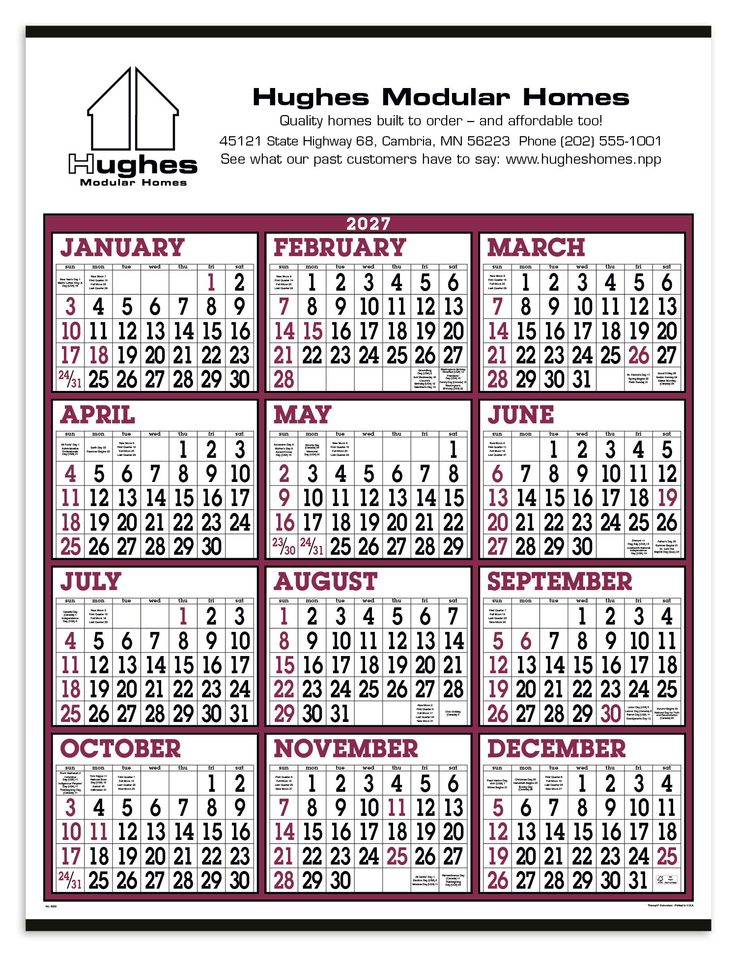 Triumph® Calendars Big Numbers Span-A-Year Calendar 5