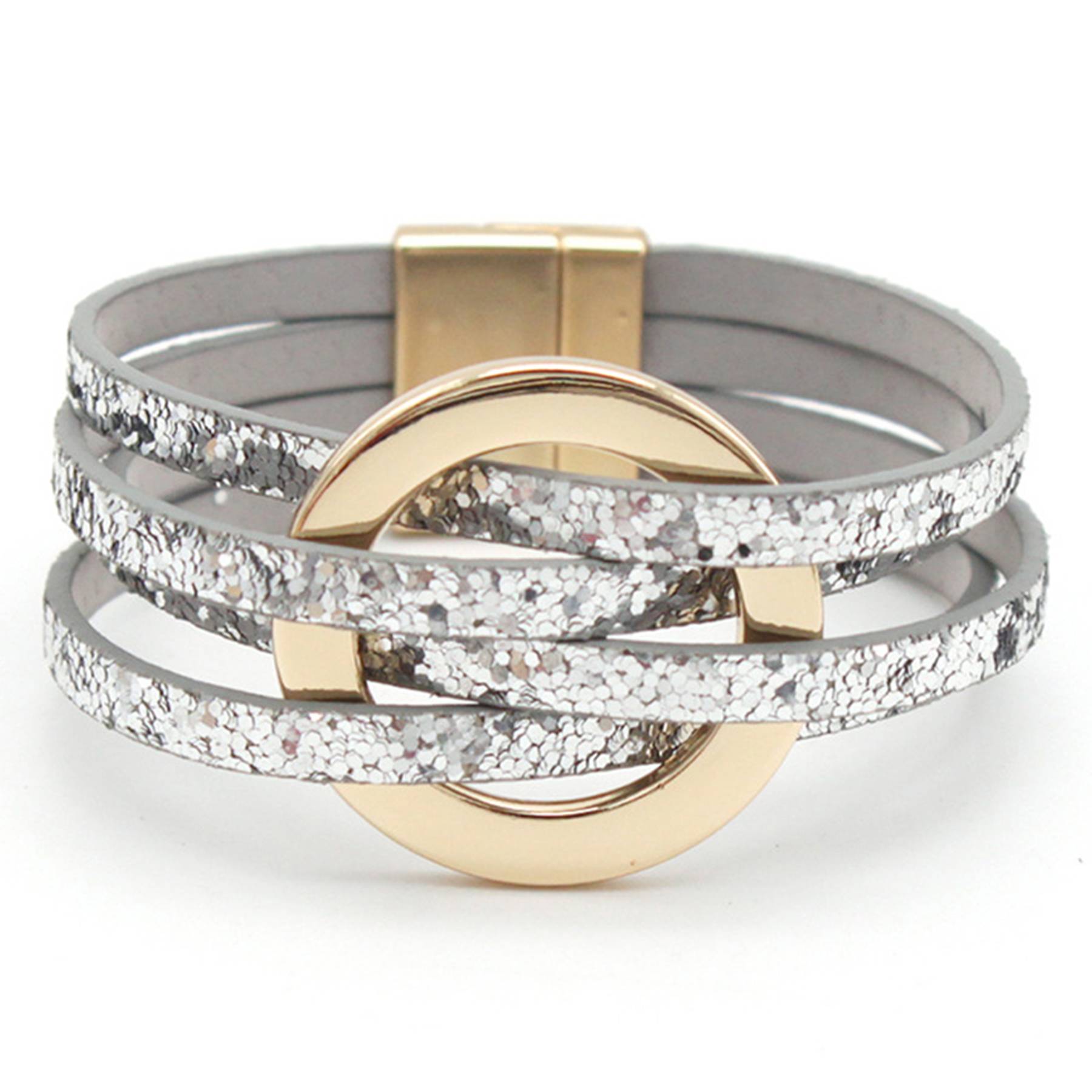 PU Multi-layered wristband, large ring cuff bracelet 2