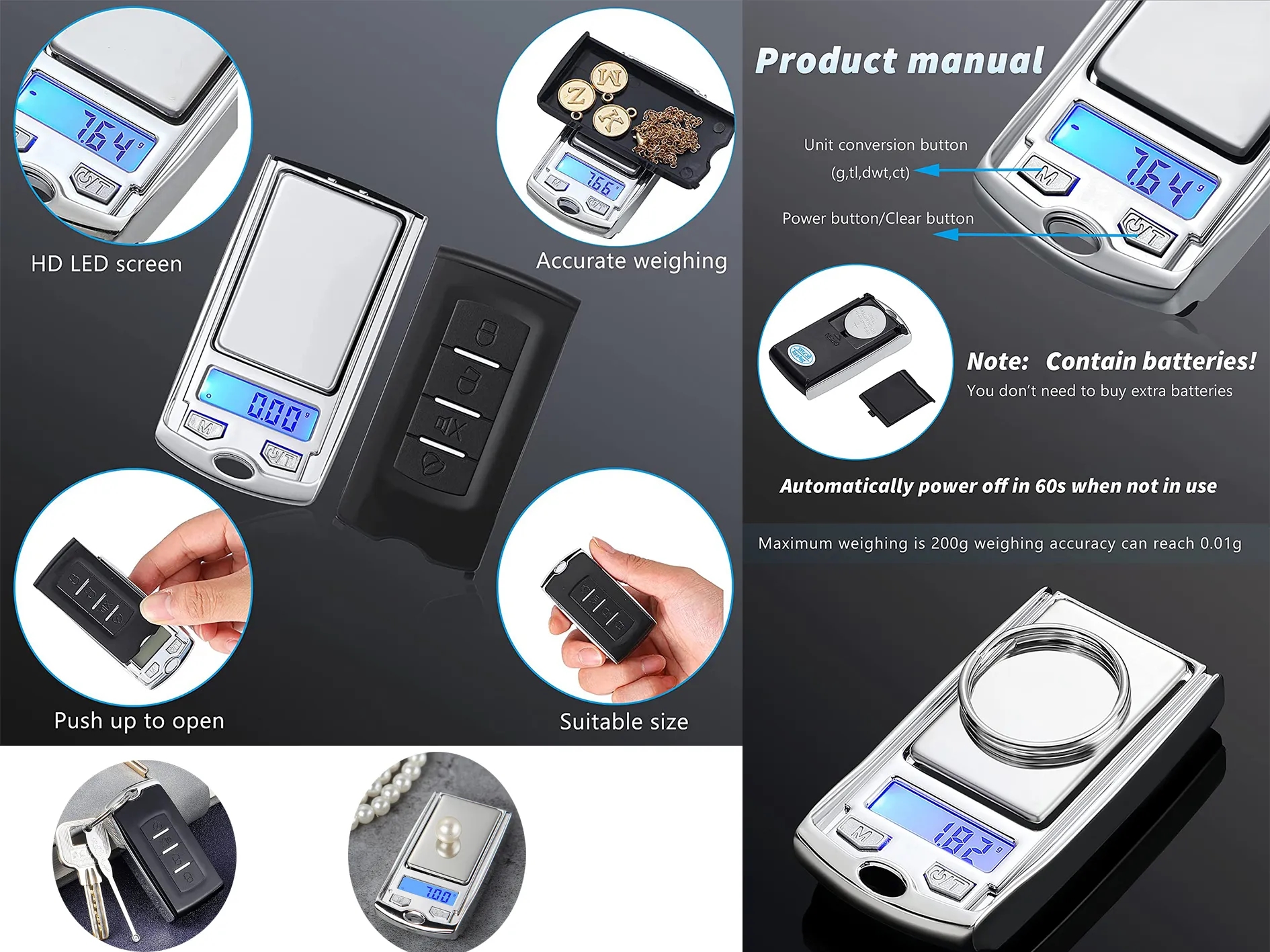 Mini Car Key-Shaped Digital Scale 1