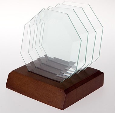 OCTAGON JADE GLASS COASTER SET 1