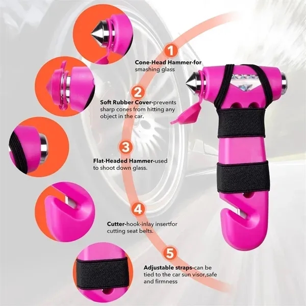 ABS Emergency Hammer - Durable Tungsten Steel Blade 16